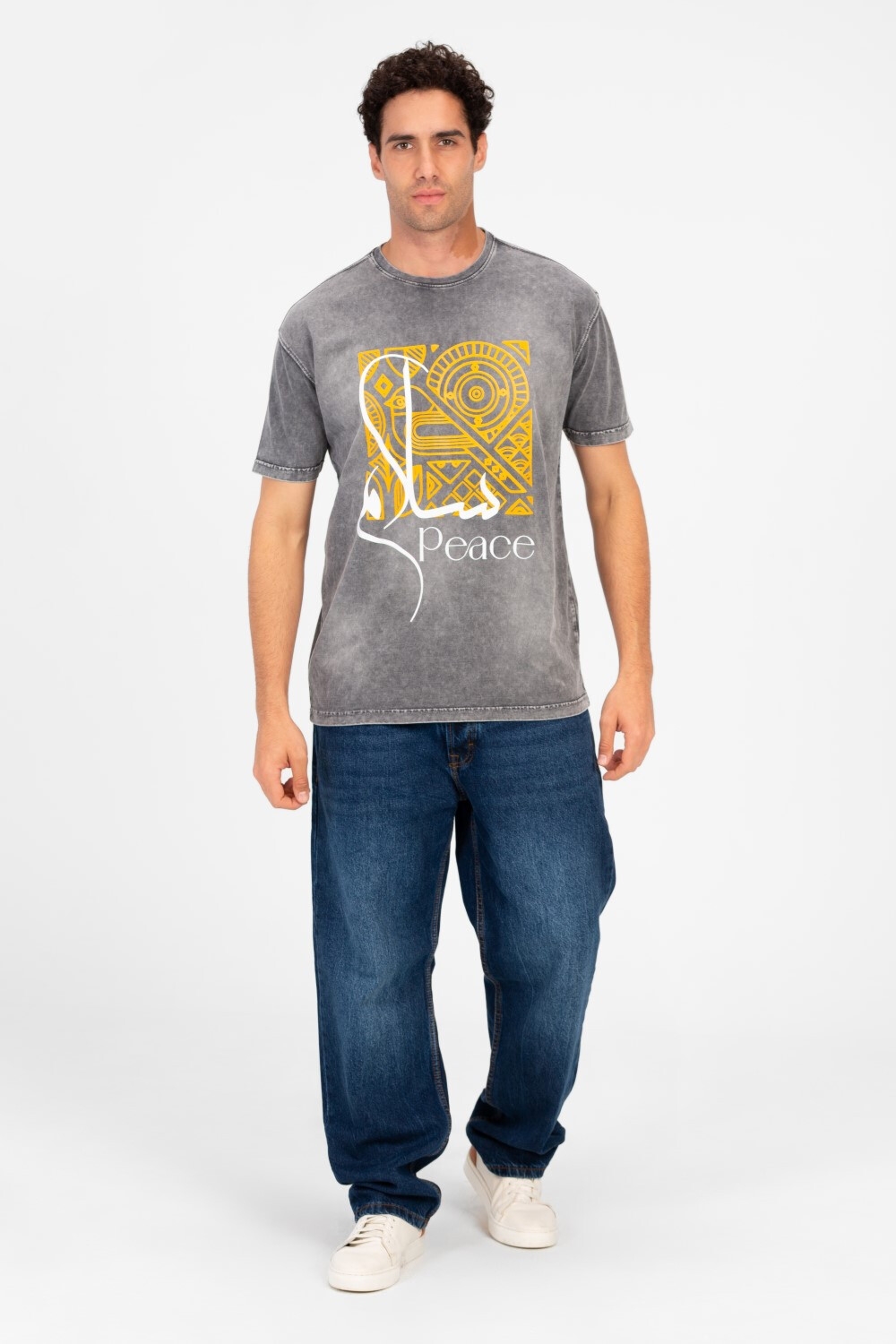 Men's Printed Half Sleeve Oversized Washed T-shirt