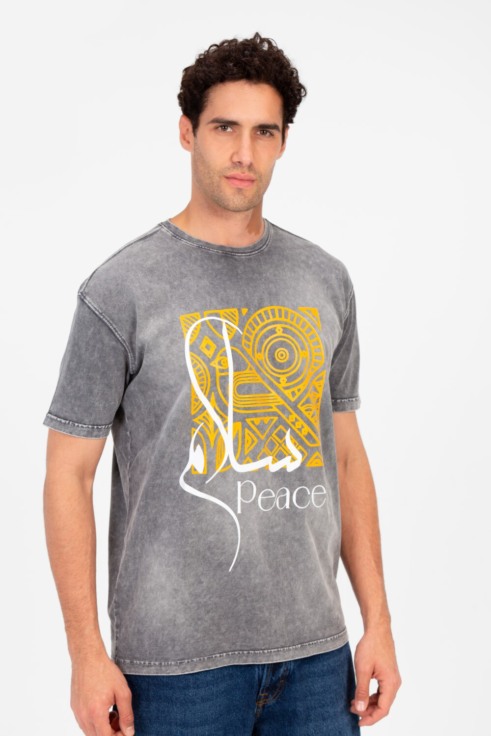 Men's Printed Half Sleeve Oversized Washed T-shirt