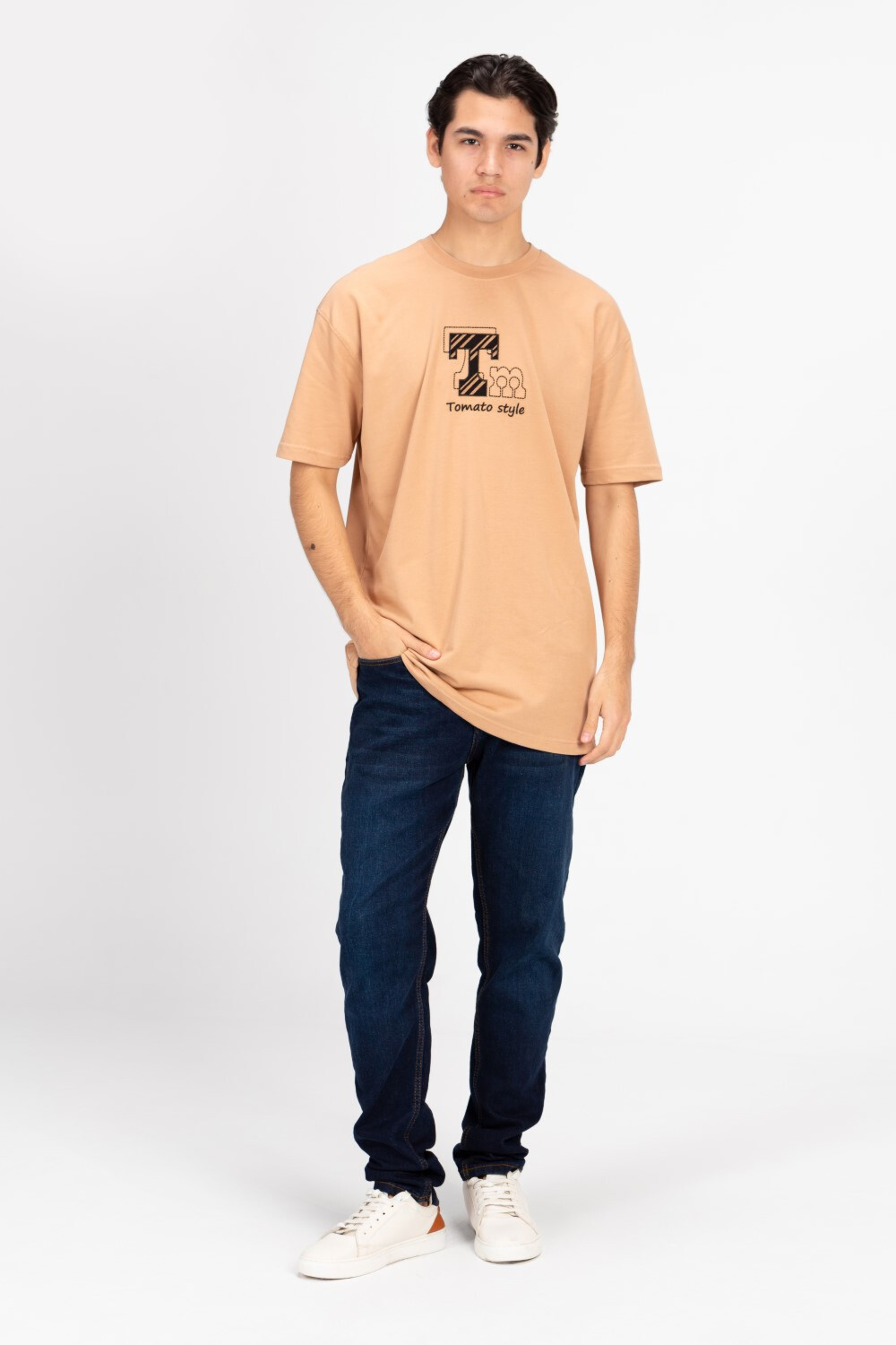 Men's Oversized Half Sleeve Tomato Style Print T-shirt 