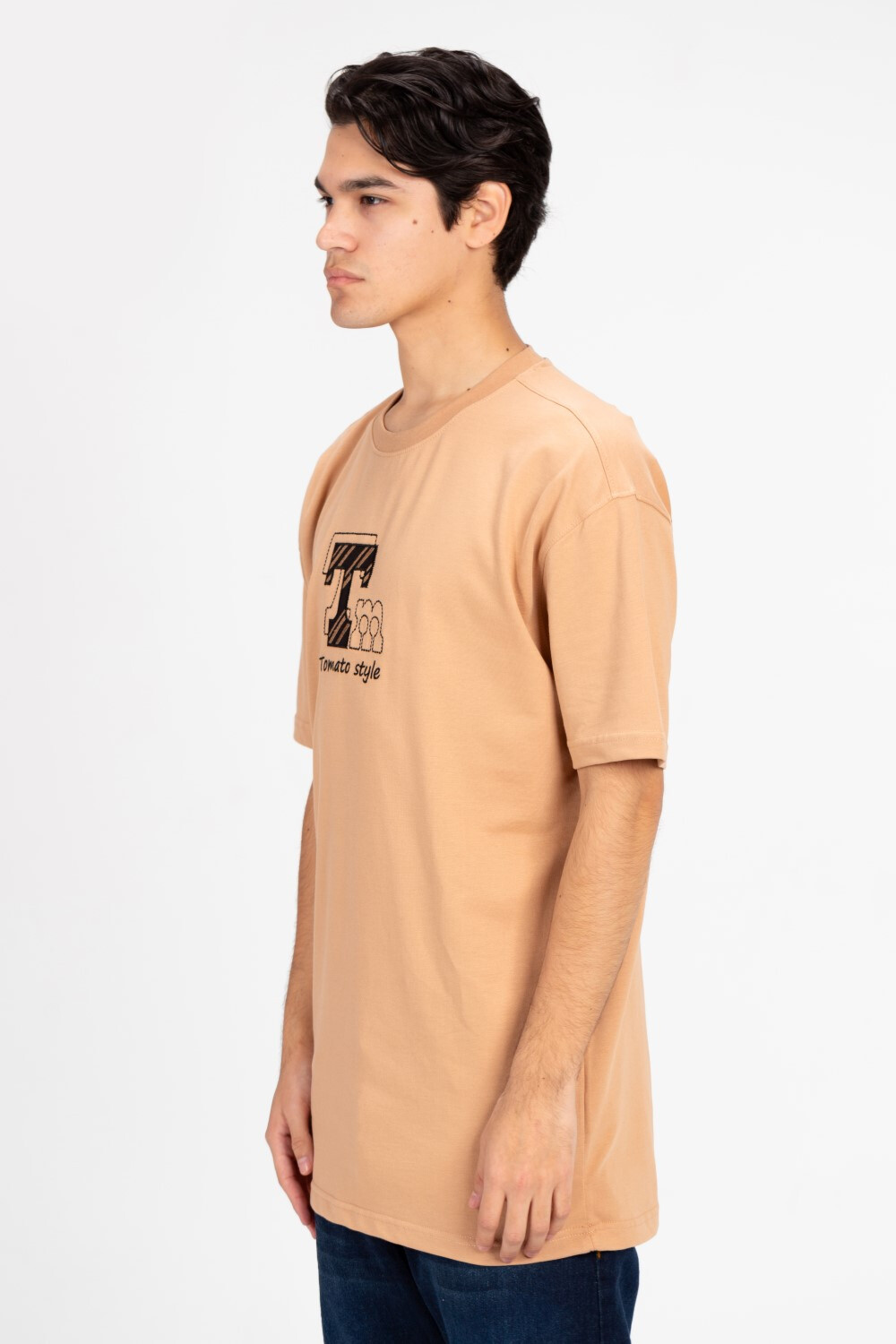 Men's Oversized Half Sleeve Tomato Style Print T-shirt 