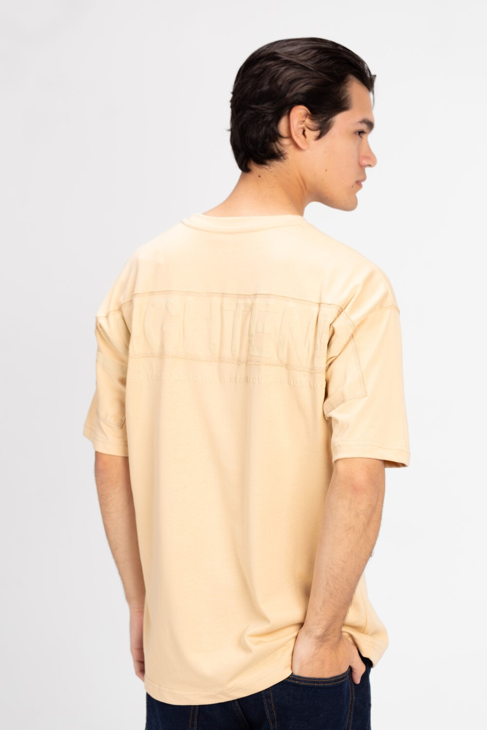 Men's Back Text Print Oversized T-shirt