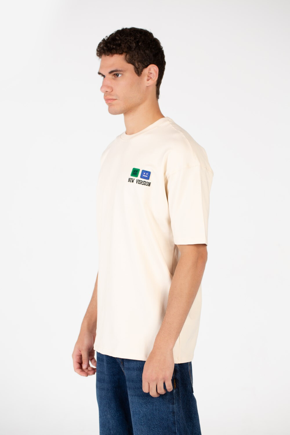 Men's Slim Fit Melton Printed Crew Neck T-Shirt