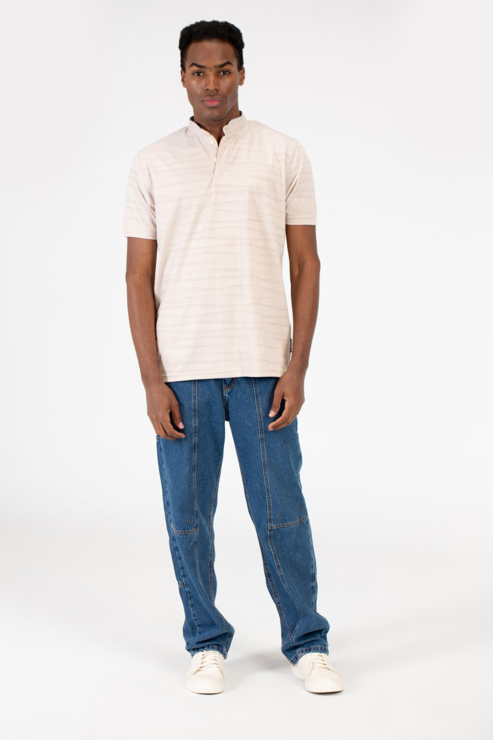 Men's Half Button Front Polo T-Shirt