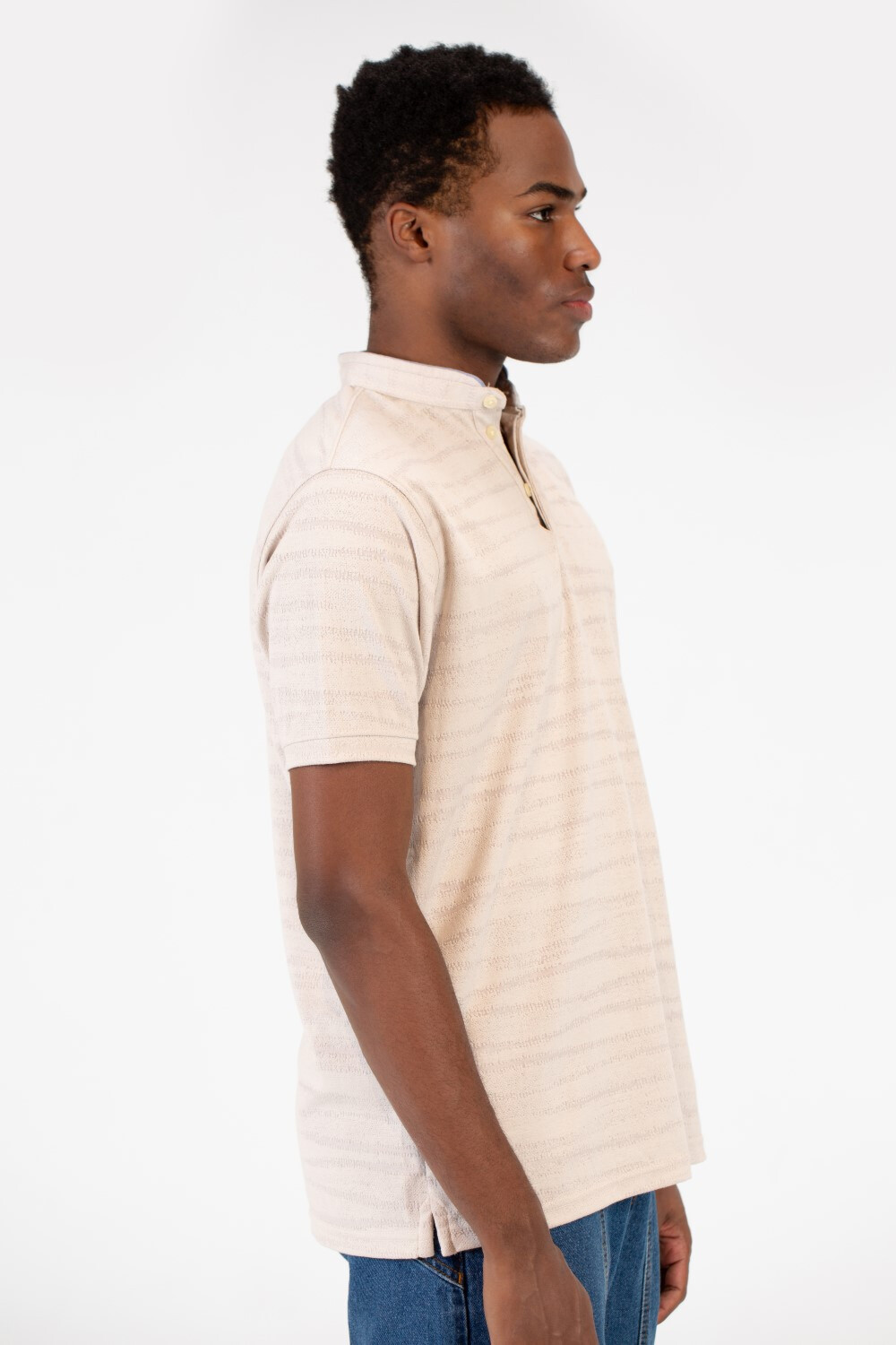Men's Half Button Front Polo T-Shirt
