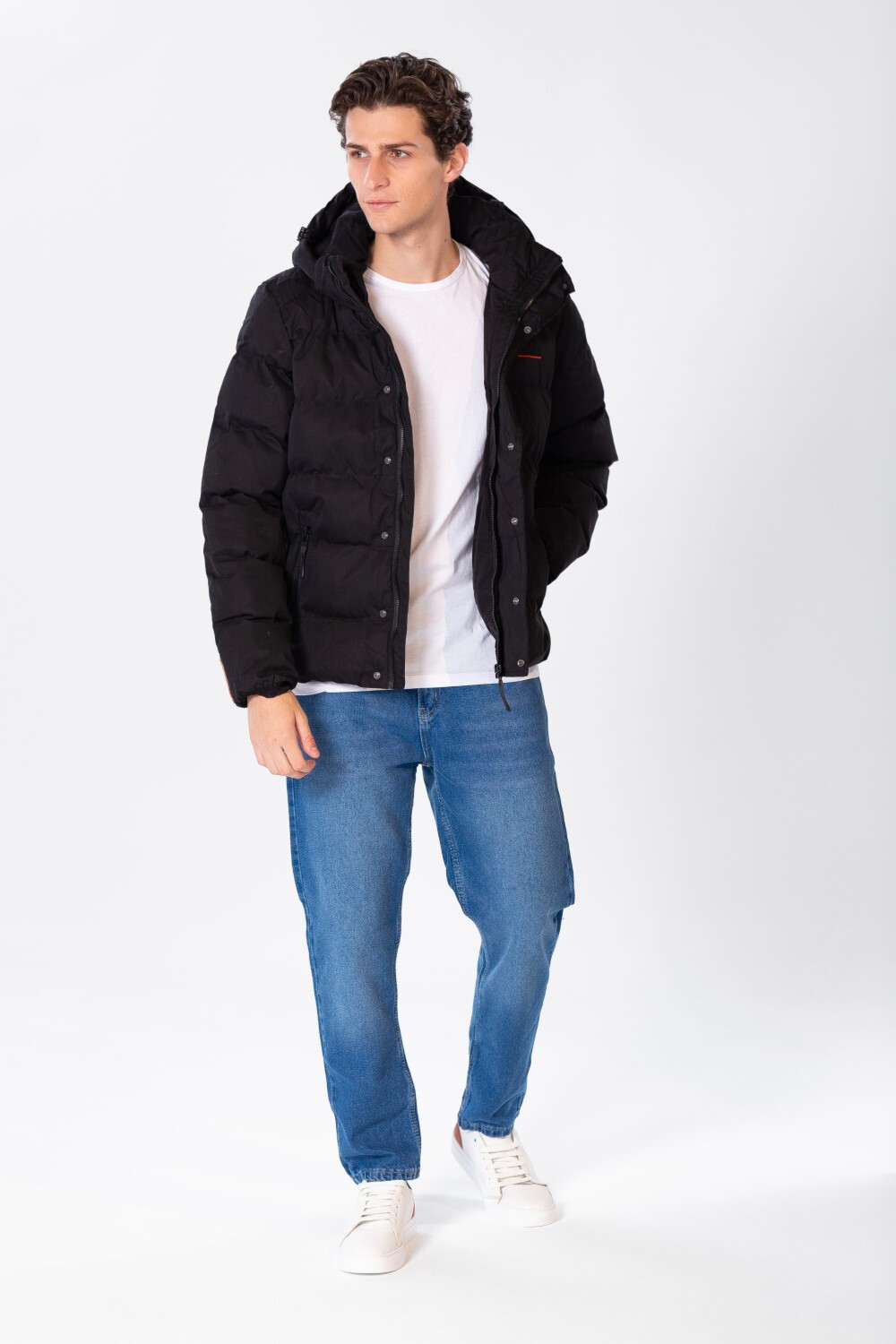 Men's Waterproof Jacket With Front Zipper And Tomato Print