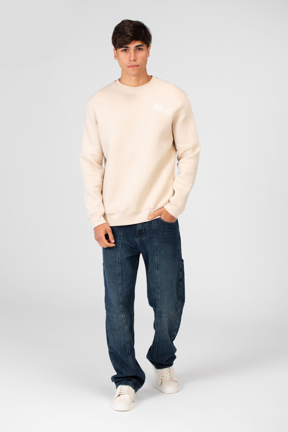 Men's Round Neck Sweatshirt With A Graphic Print On The Back