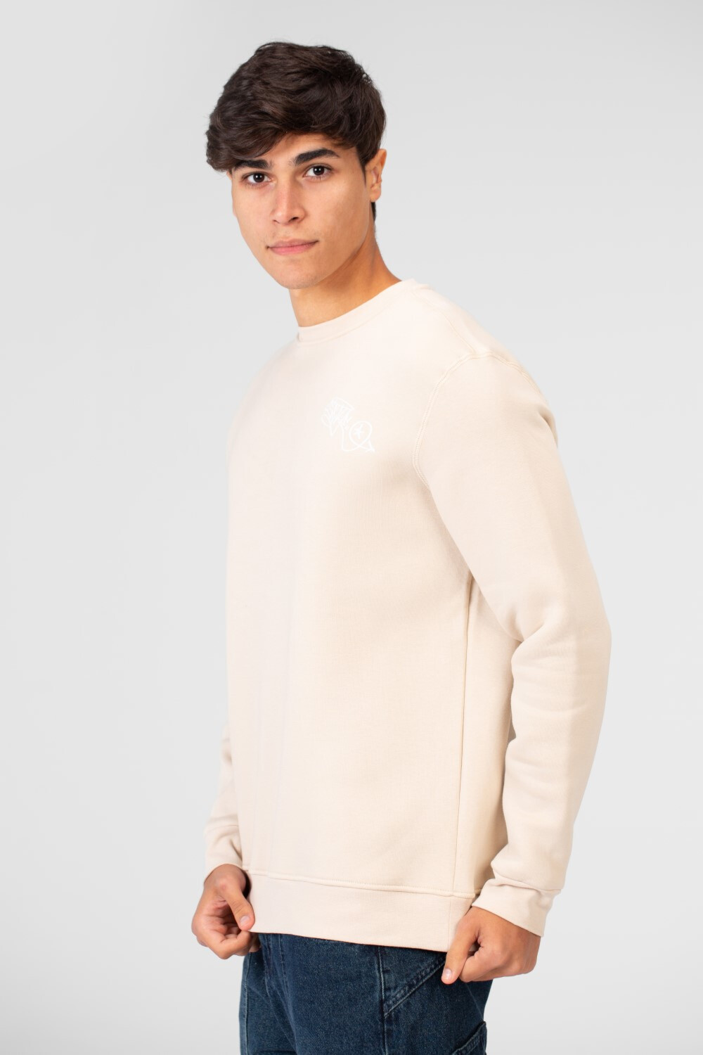 Men's Round Neck Sweatshirt With A Graphic Print On The Back