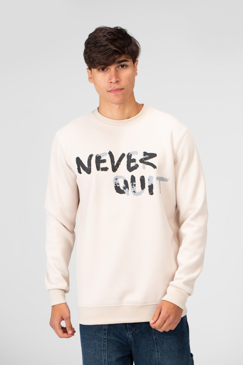 Men's Round Neck Sweatshirt With A Print On The Front