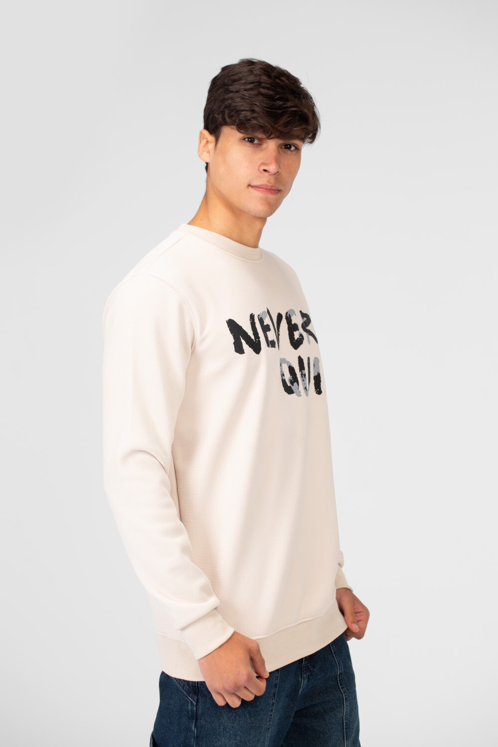Men's Round Neck Sweatshirt With A Print On The Front