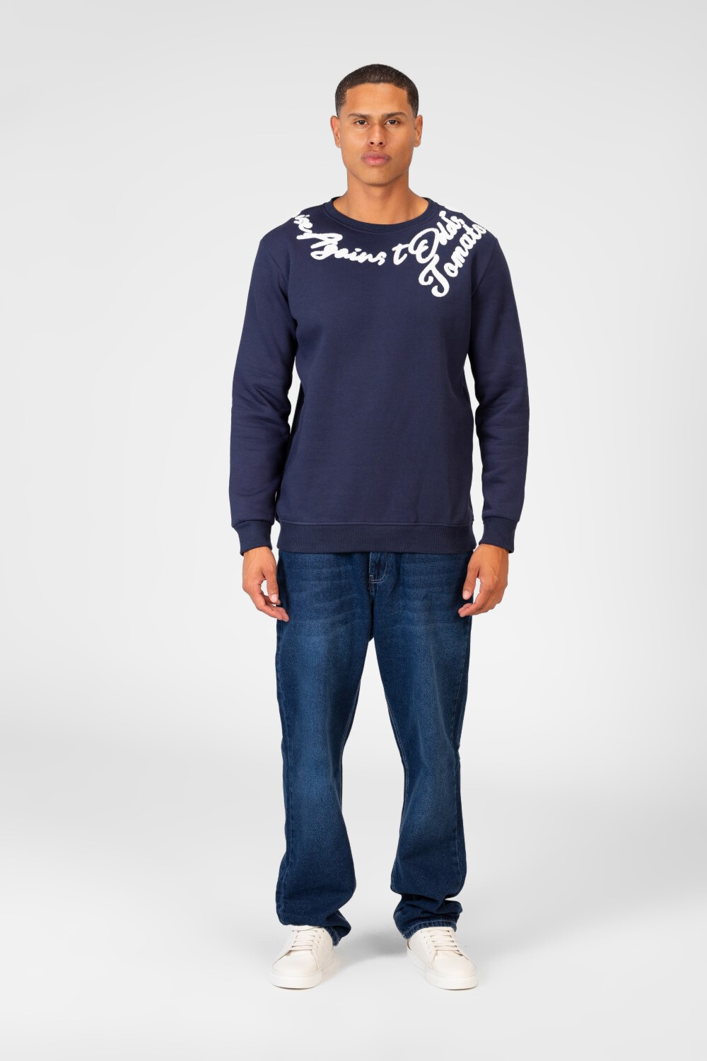 Men's Crew Neck Sweatshirt With Collar Print