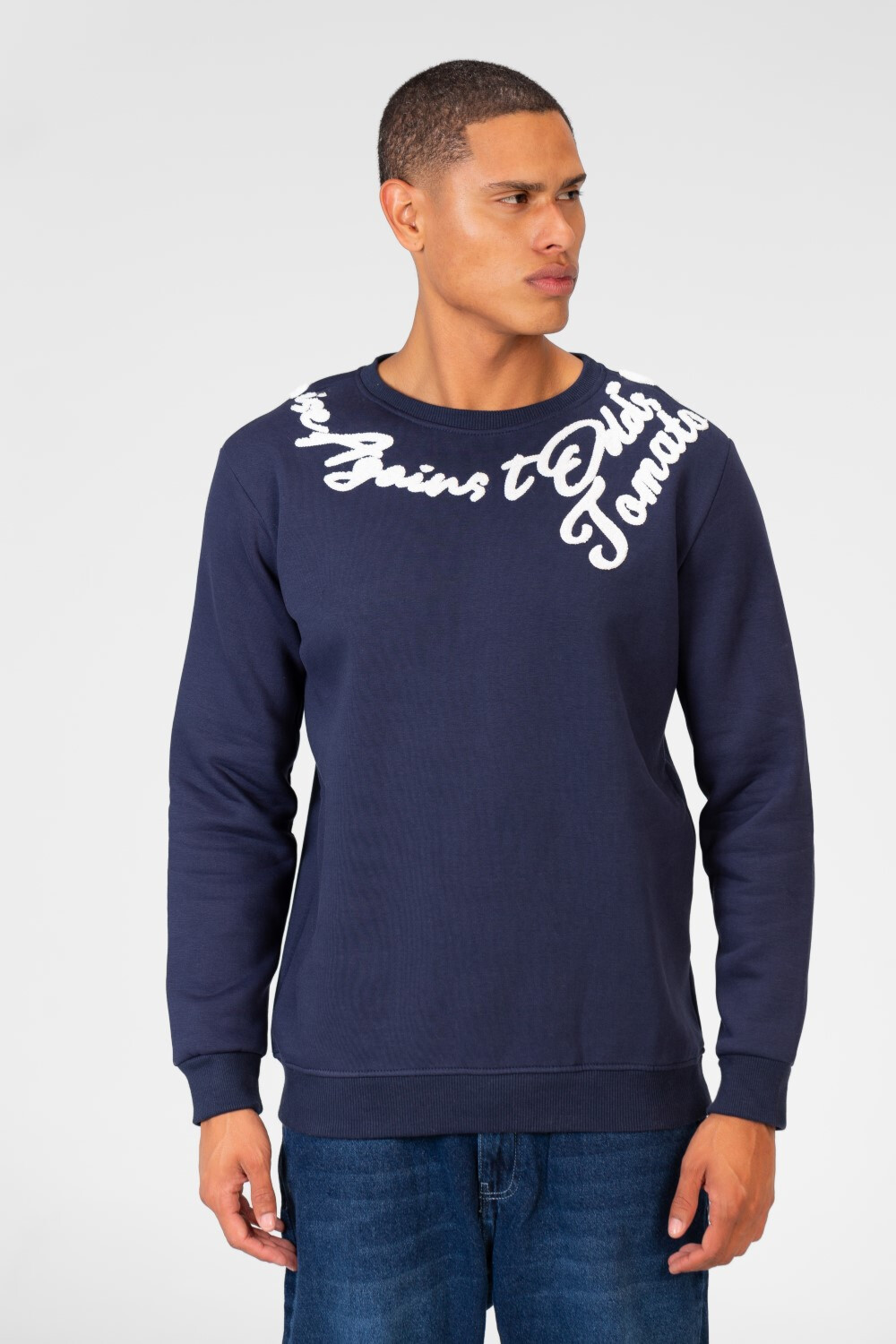 Men's Crew Neck Sweatshirt With Collar Print