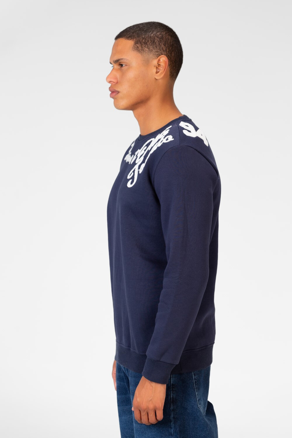 Men's Crew Neck Sweatshirt With Collar Print
