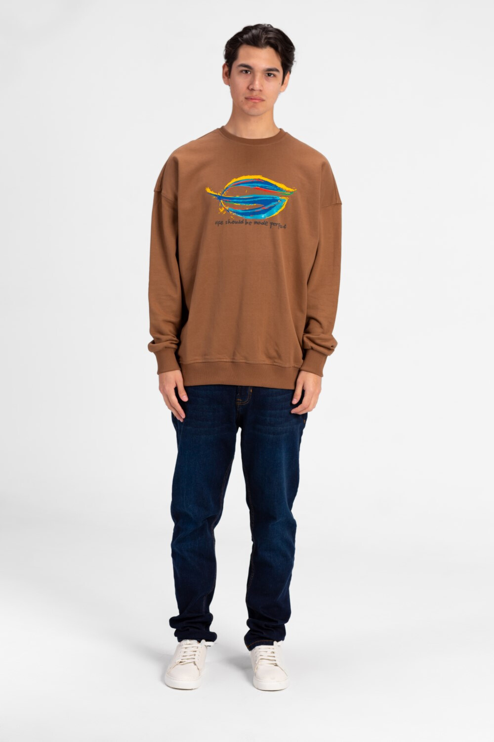 Men's Oversized Crew Neck Printed Sweatshirt