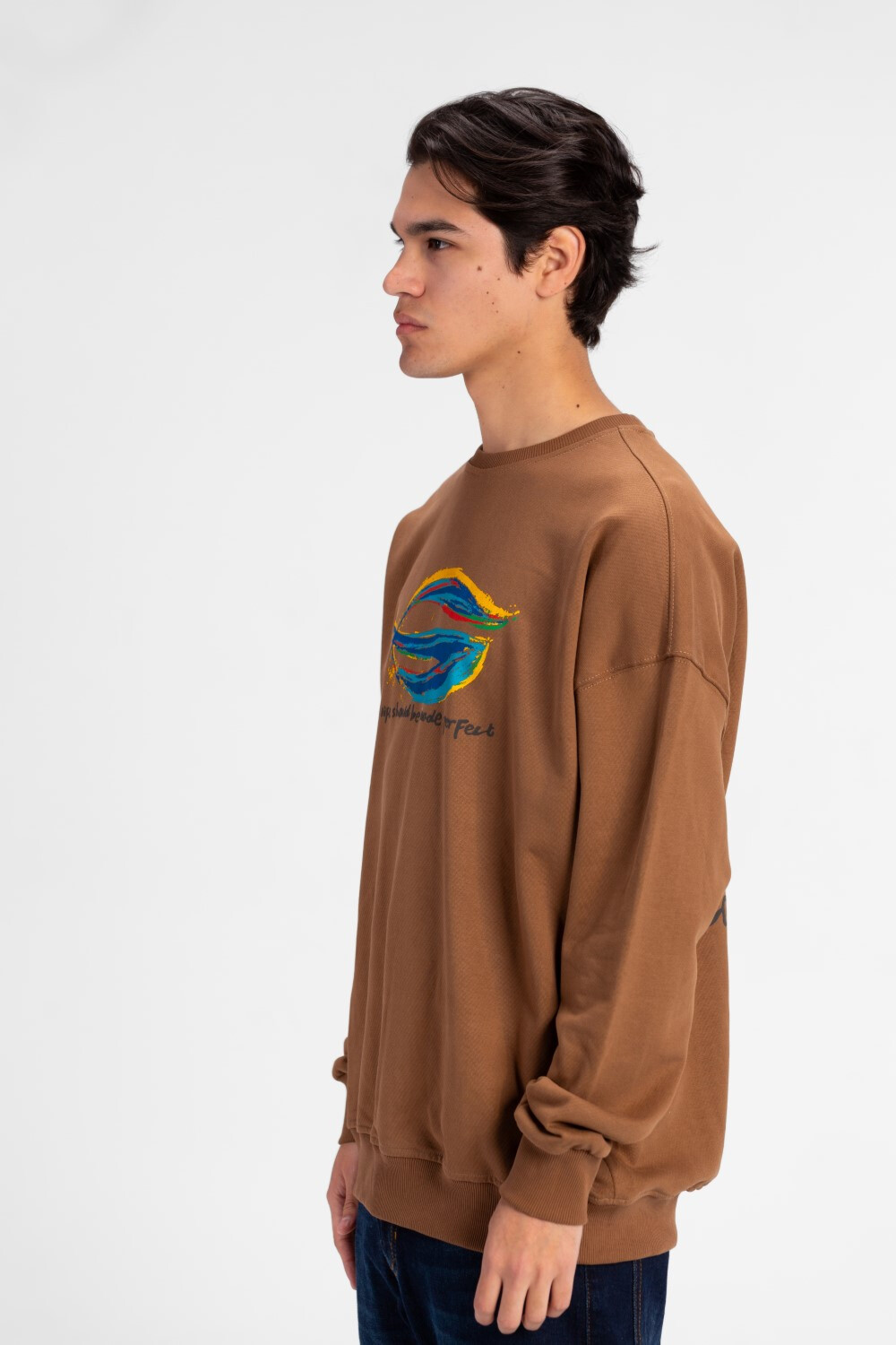 Men's Oversized Crew Neck Printed Sweatshirt