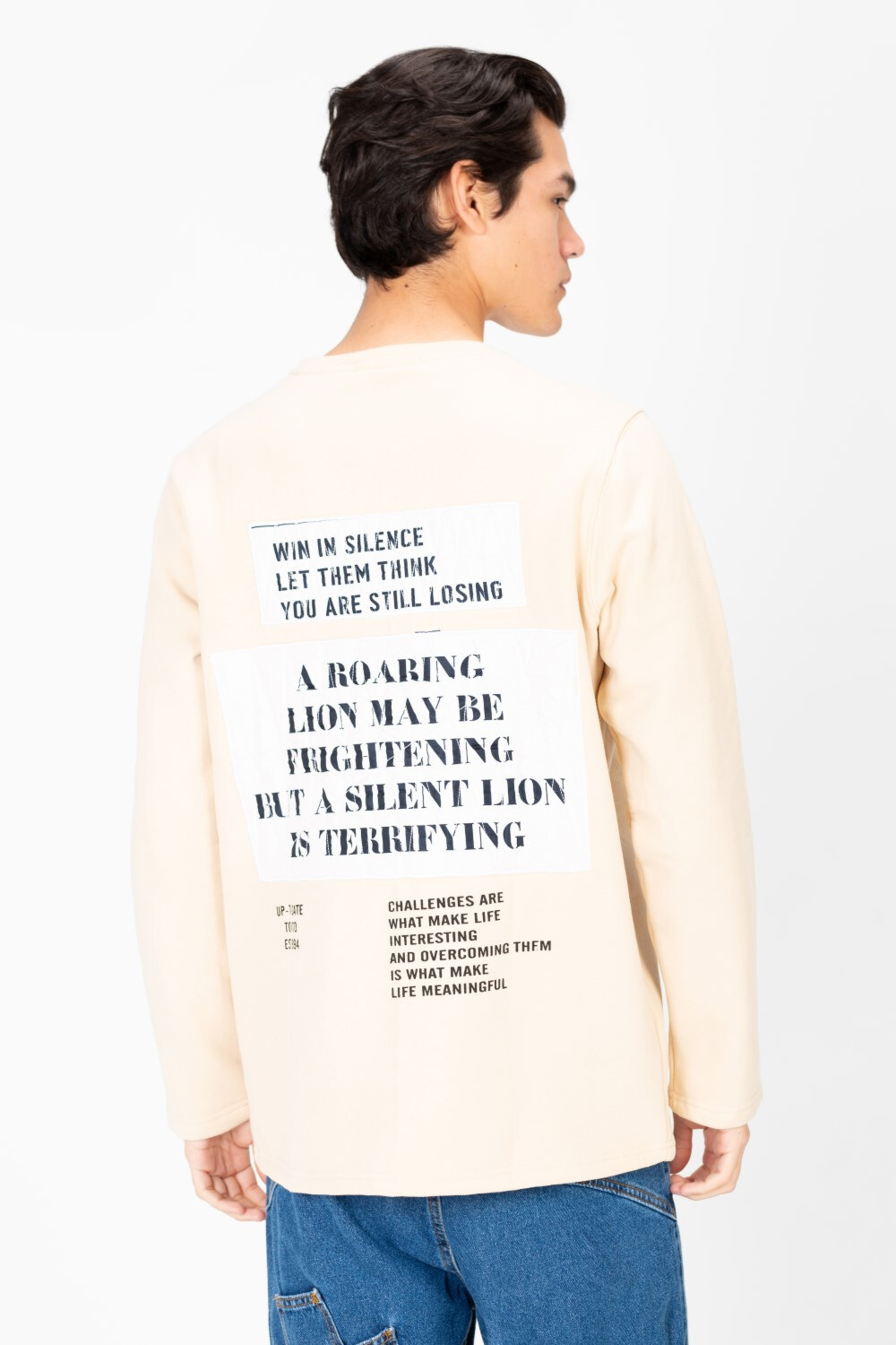 Men's Round Neck Text Print Sweatshirt