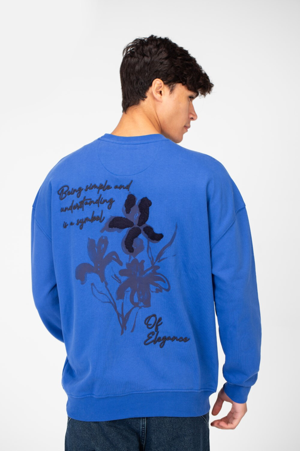Men's Oversized Round Neck Printed Sweatshirt