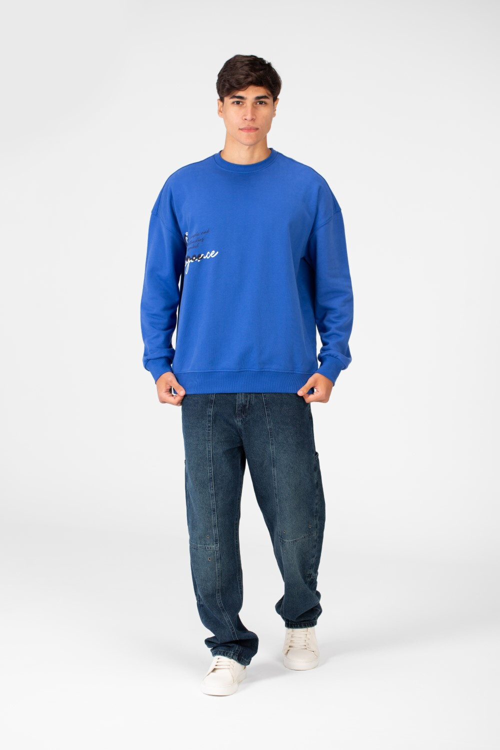 Men's Oversized Round Neck Printed Sweatshirt