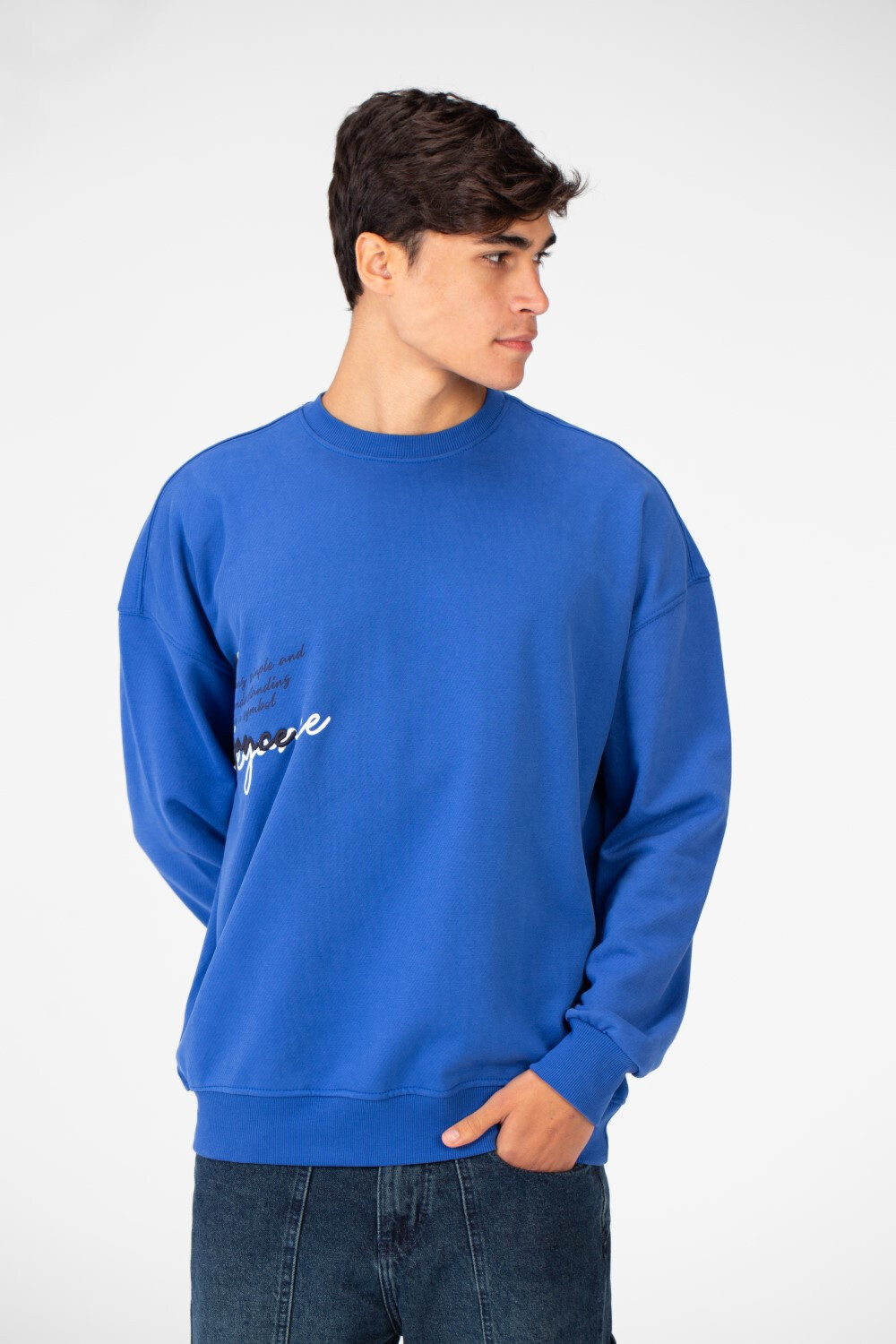 Men's Oversized Round Neck Printed Sweatshirt