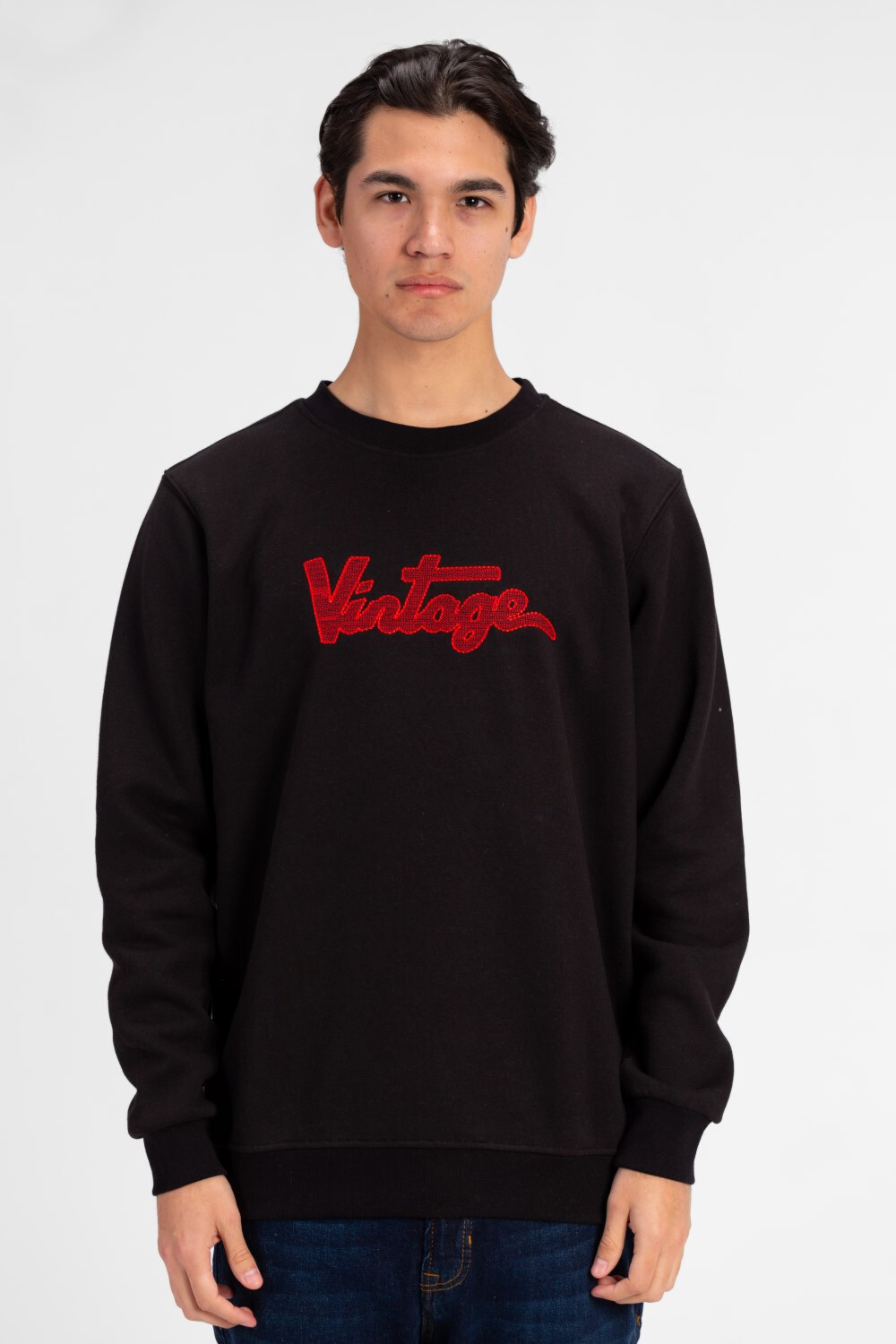 Men's Round Neck Front Text Print Sweatshirt