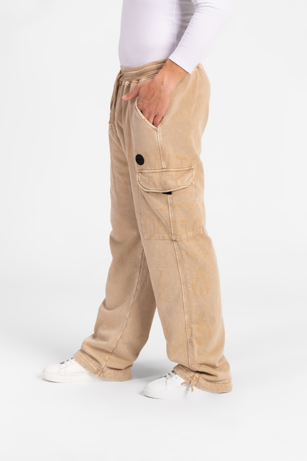 Men's Wide Leg Elastic Waistband Sweatpants With Side Pockets