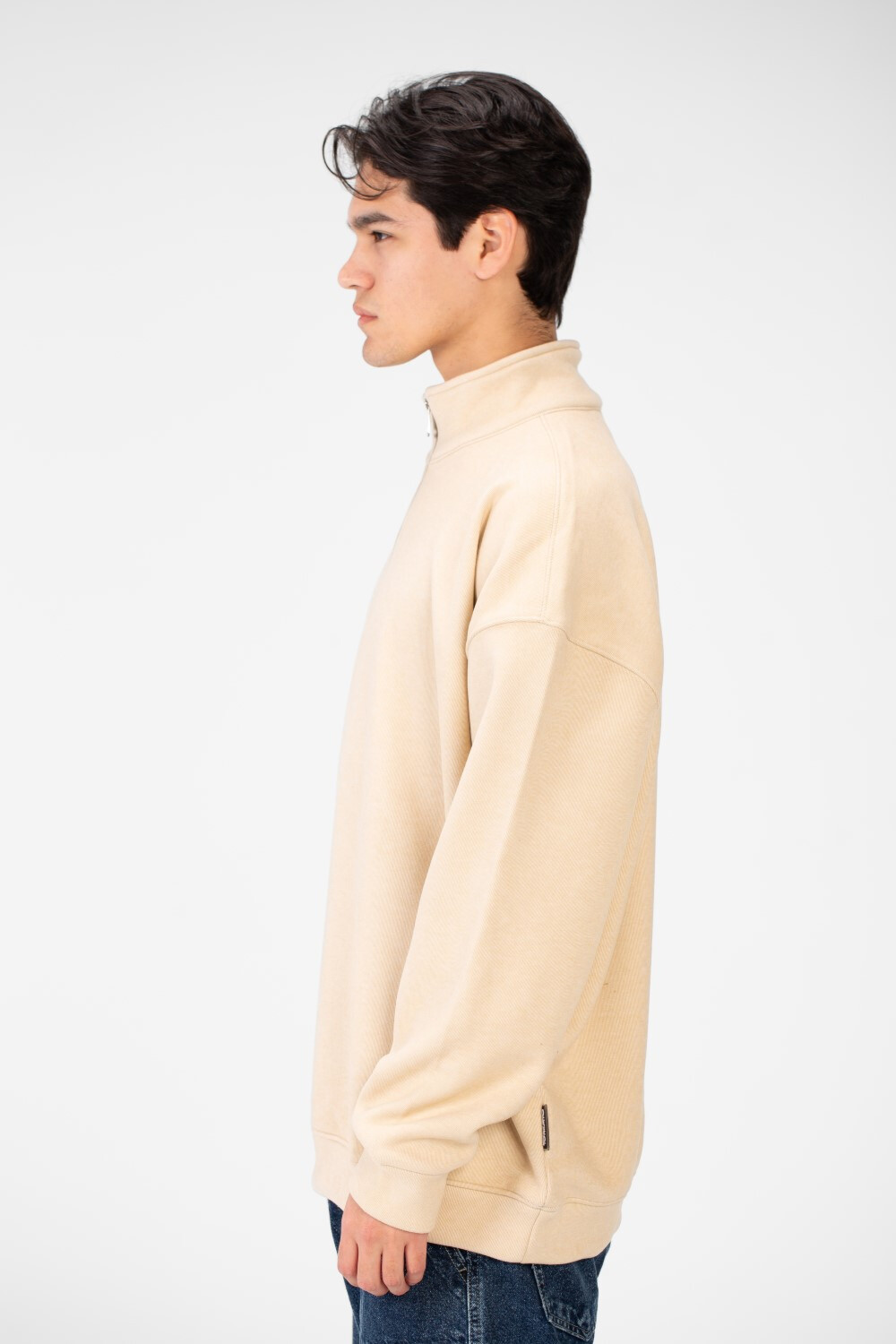 Men's Basic Oversize Sweatshirt With Half Zipper