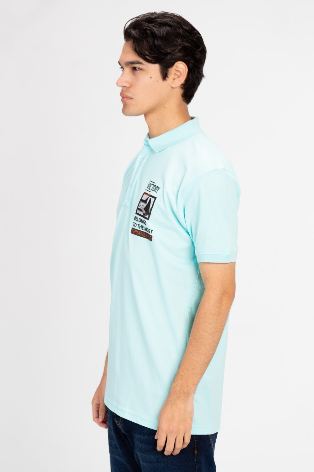 Men's Half Button Short Sleeved Polo T-shirt