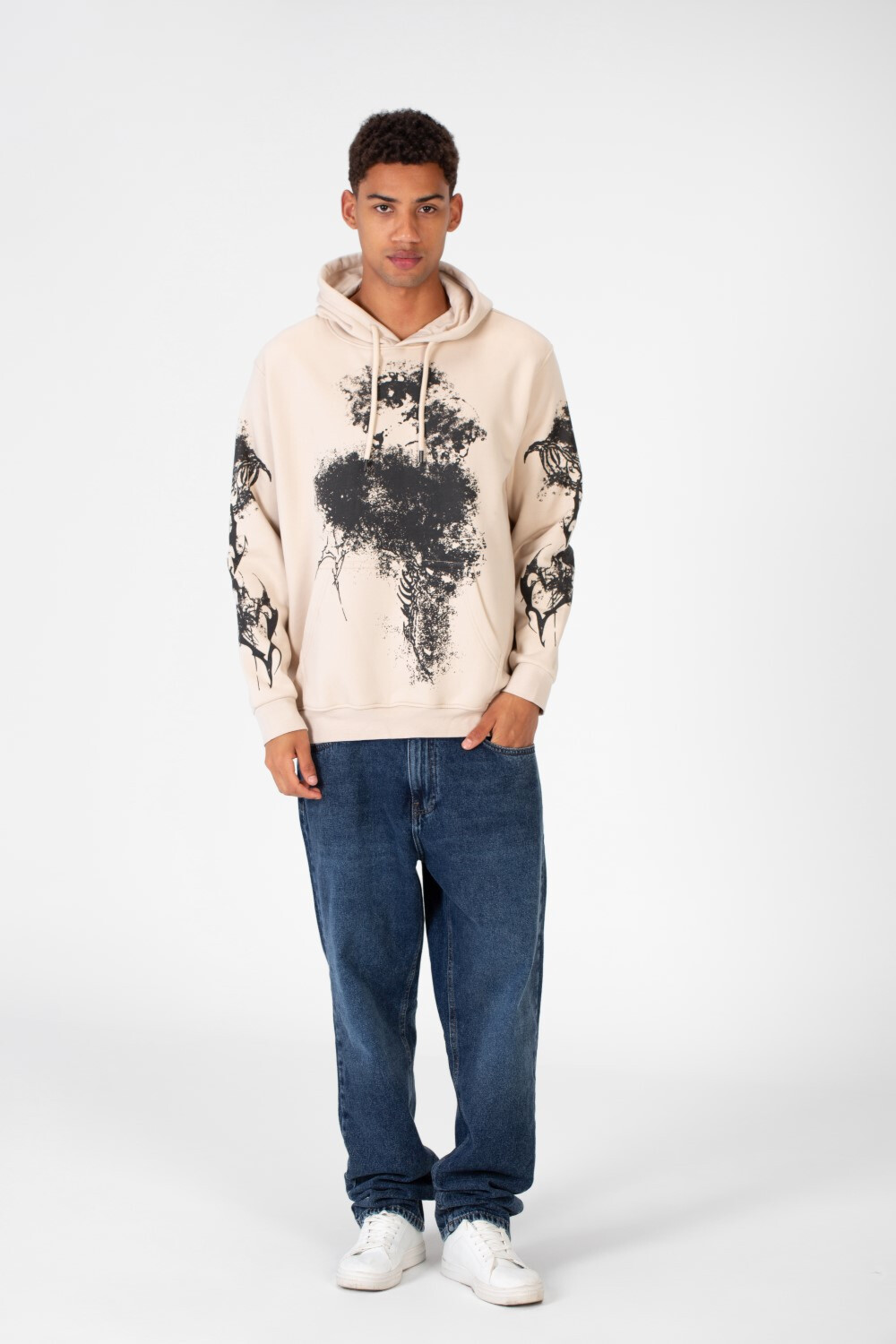 Men's Hoodie Sweatshirt Printed With A Comfortable Melton Material
