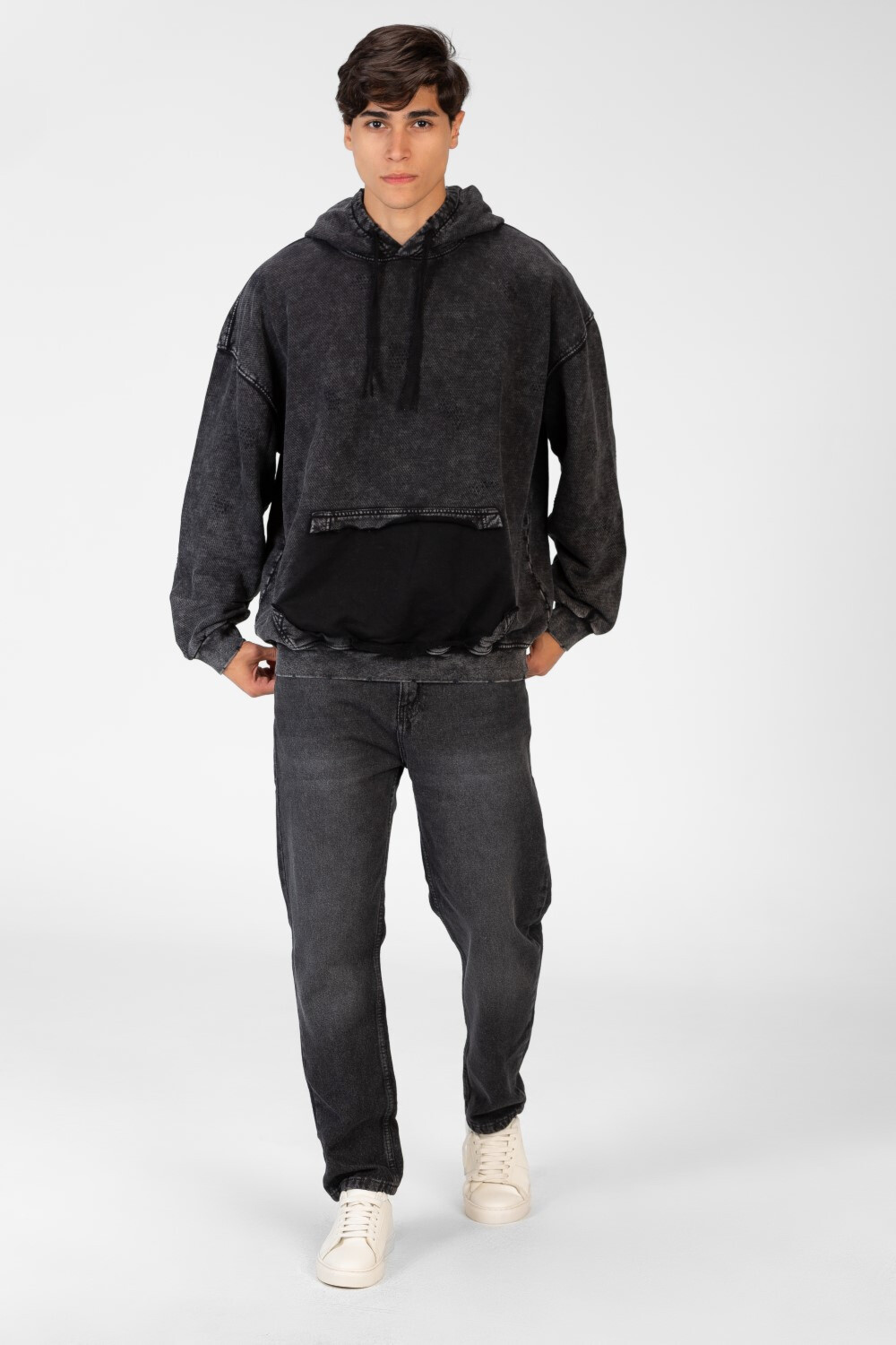 Men's Oversized Washed Hoodie Sweatshirt With Front Pocket