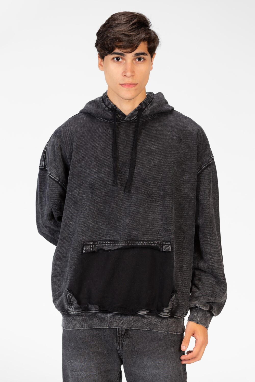 Men's Oversized Washed Hoodie Sweatshirt With Front Pocket