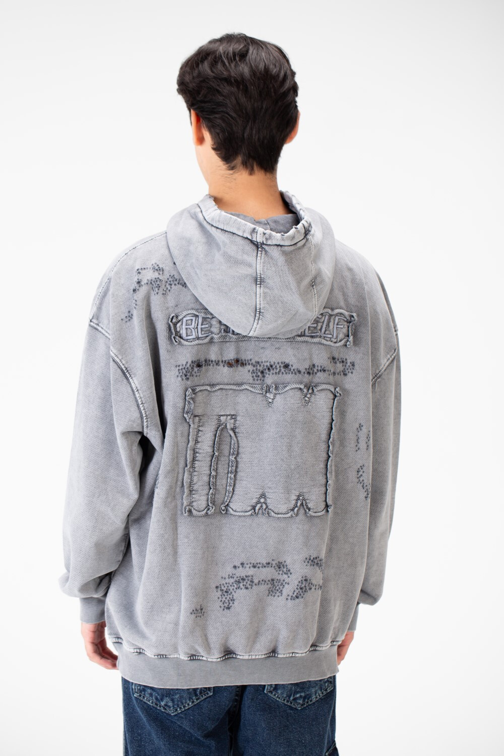 Men's Washed oversized Hood sweatshirt