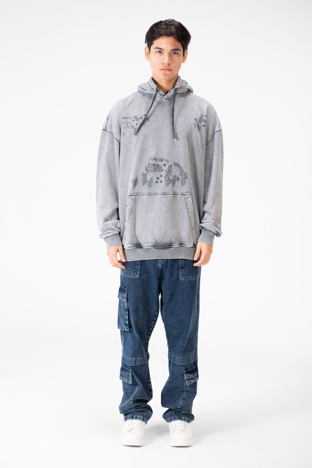 Men's Washed oversized Hood sweatshirt