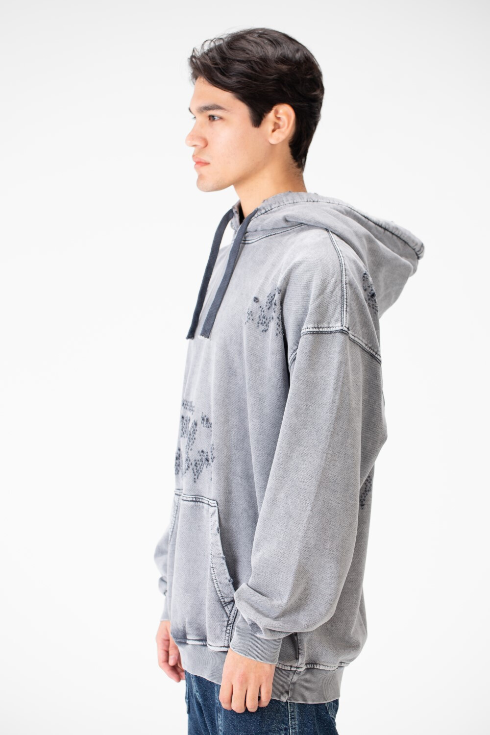 Men's Washed oversized Hood sweatshirt