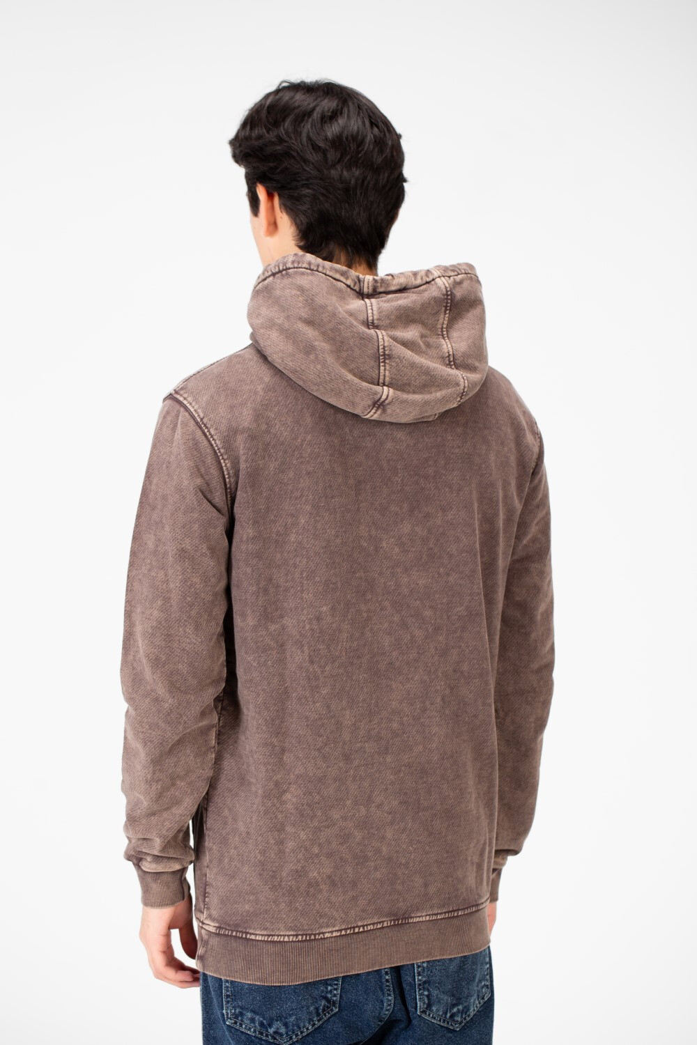 Men's Washed printed sweatshirt with a front kangaroo pocket