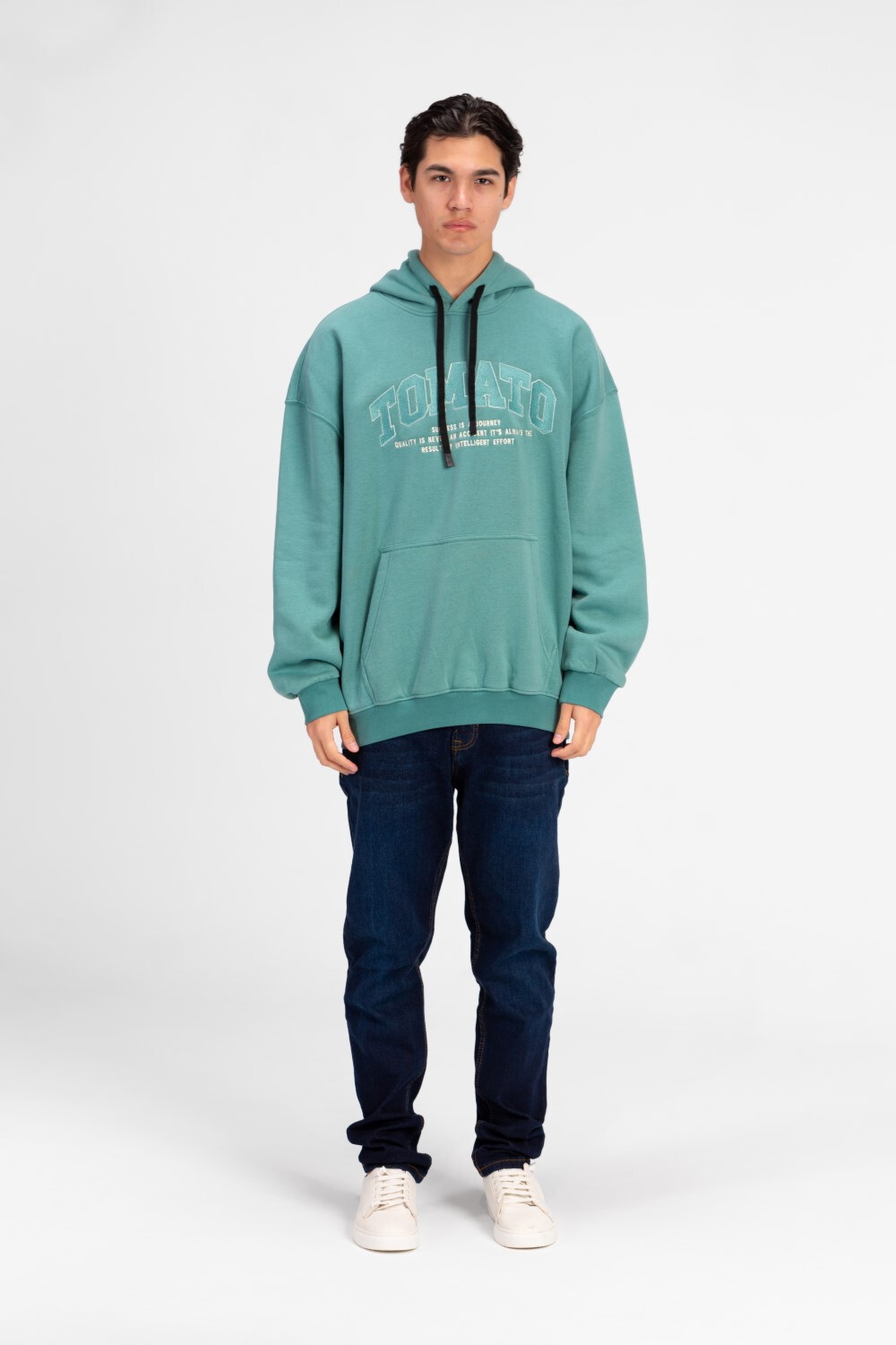 Men's Tomato Front Text Print Oversized Sweatshirt