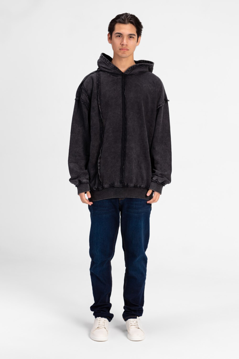 Men's Washed Oversized Hooded Sweatshirt Unique Cut
