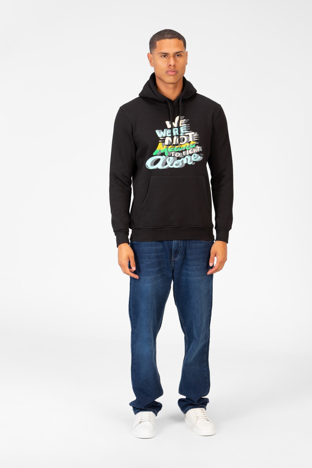 Men's Hoodie Sweatshirt With Front Print And Kangaroo Pocket