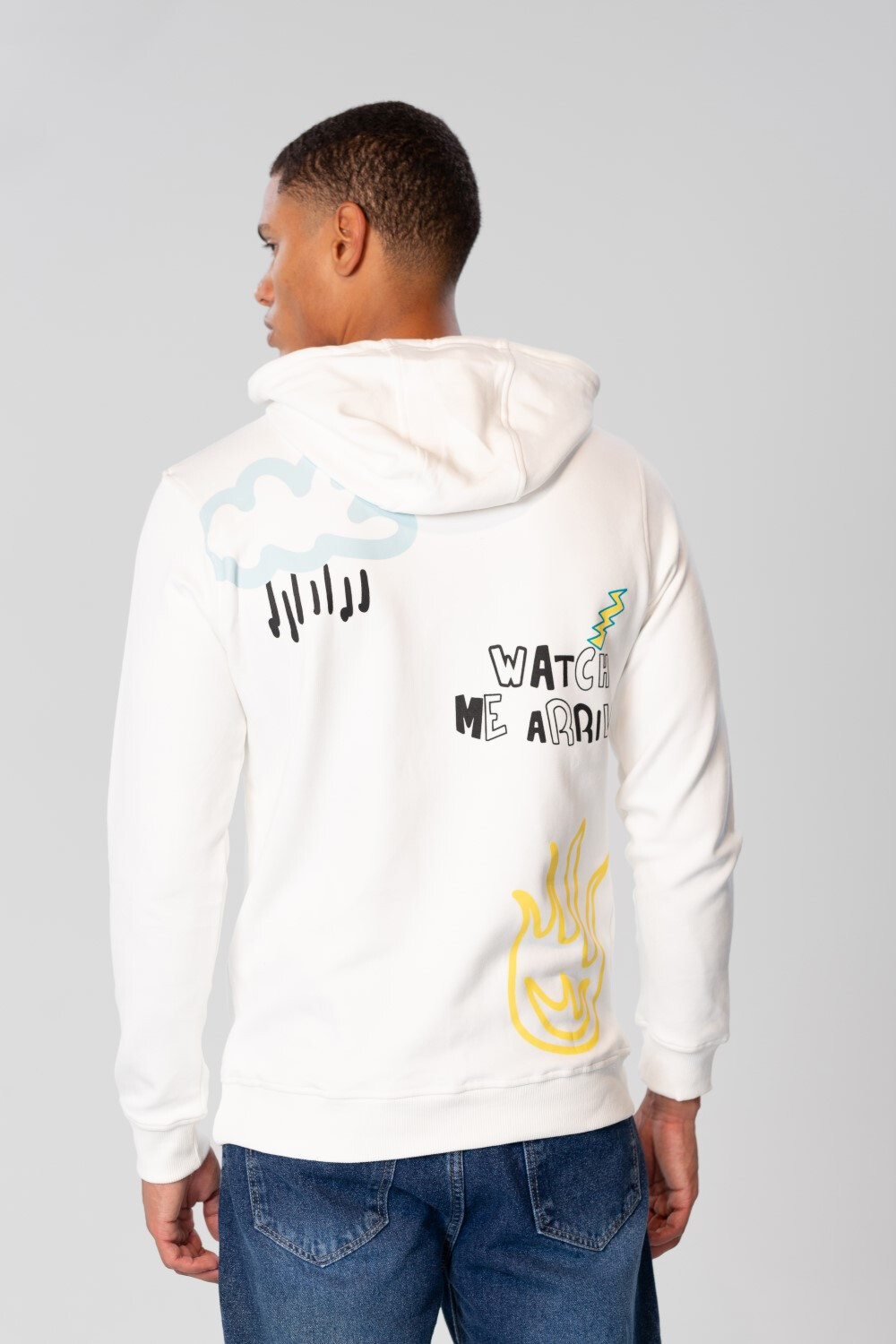 Men's Printed Sweatshirt With Front Pocket And Long Sleeves