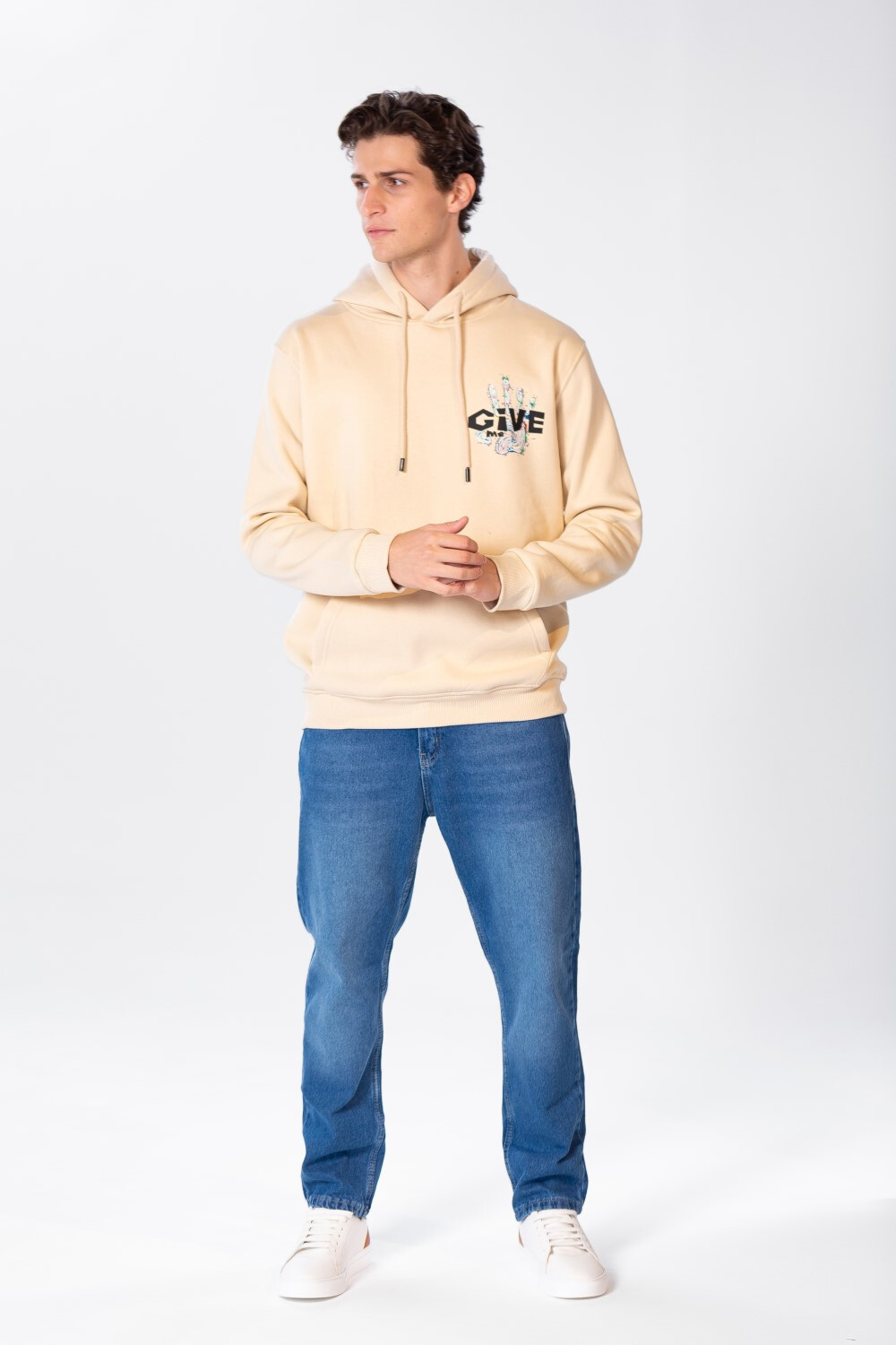 Men's Hoodie Sweatshirt With Print & Front Pocket