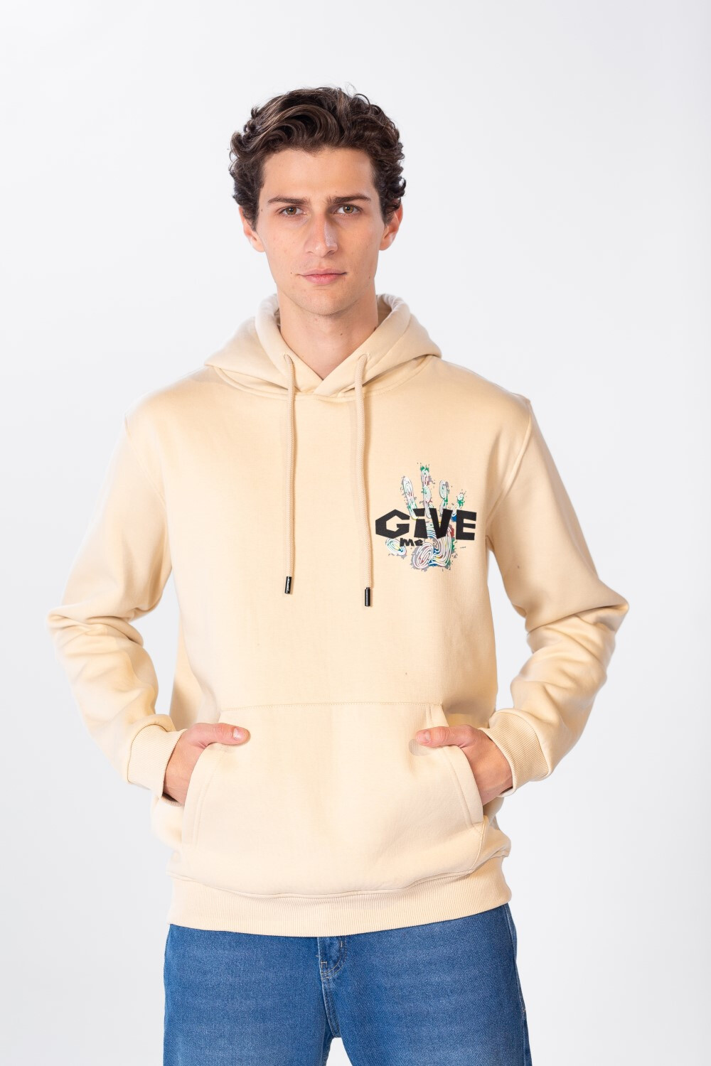 Men's Hoodie Sweatshirt With Print & Front Pocket