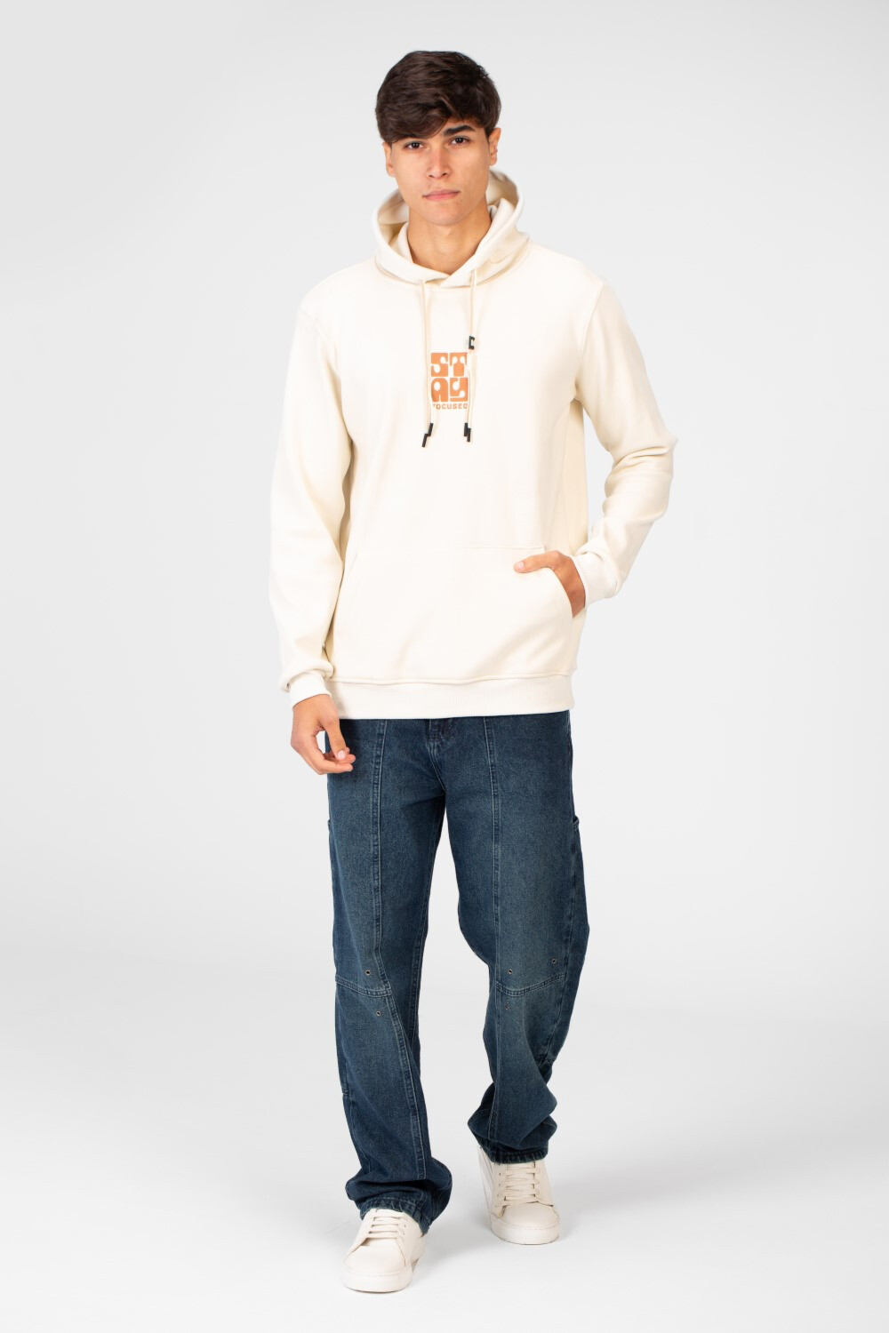 Men's Printed Hoodie Sweatshirt With Front Pocket In Practical Material