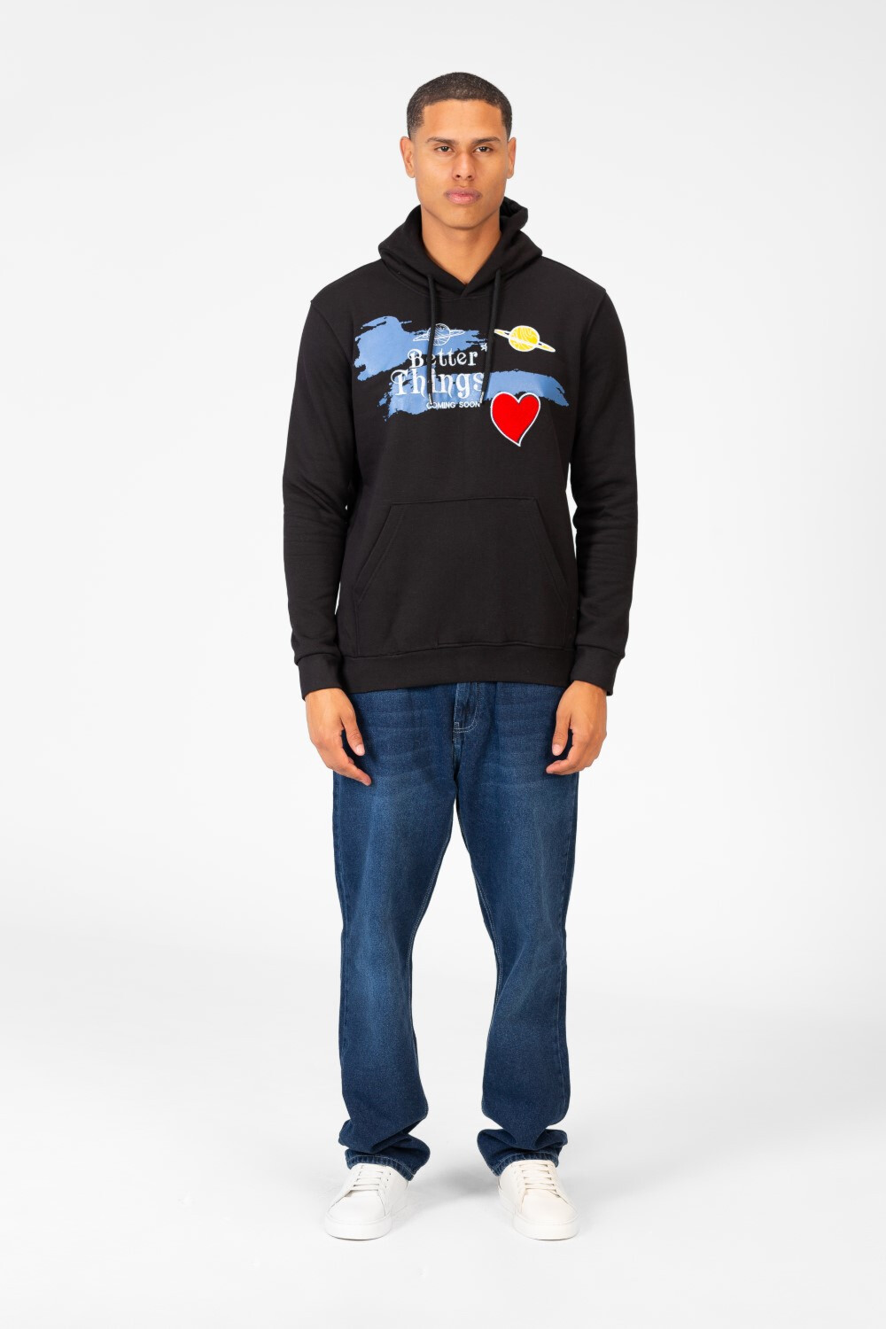 Men's Hoodie Sweatshirt With Front Print And Long Sleeves