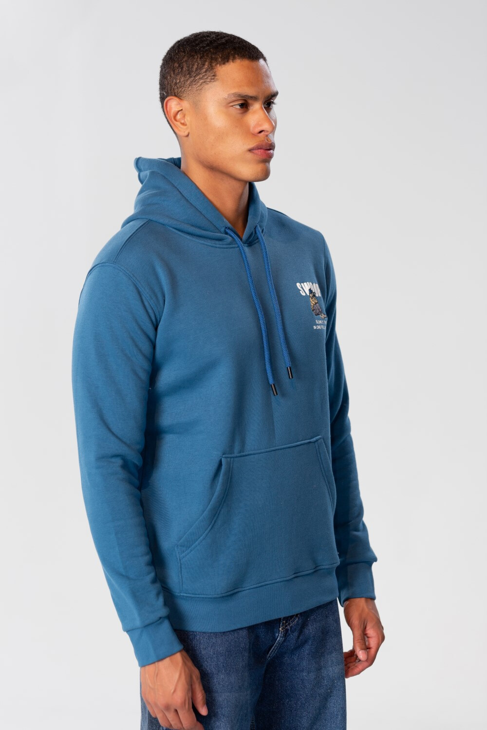 Men's Printed Hoodie Sweatshirt With Long Sleeves In Melton Material