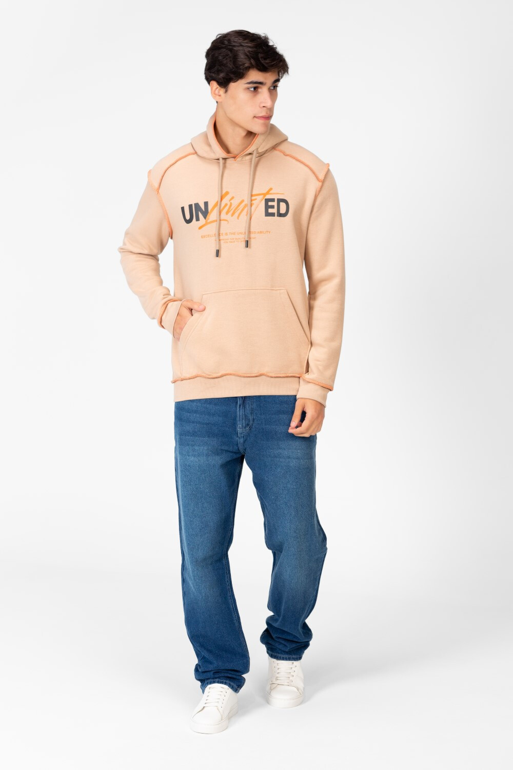 Men's Hoodie Sweatshirt With A Front Pocket And A Unique Cut