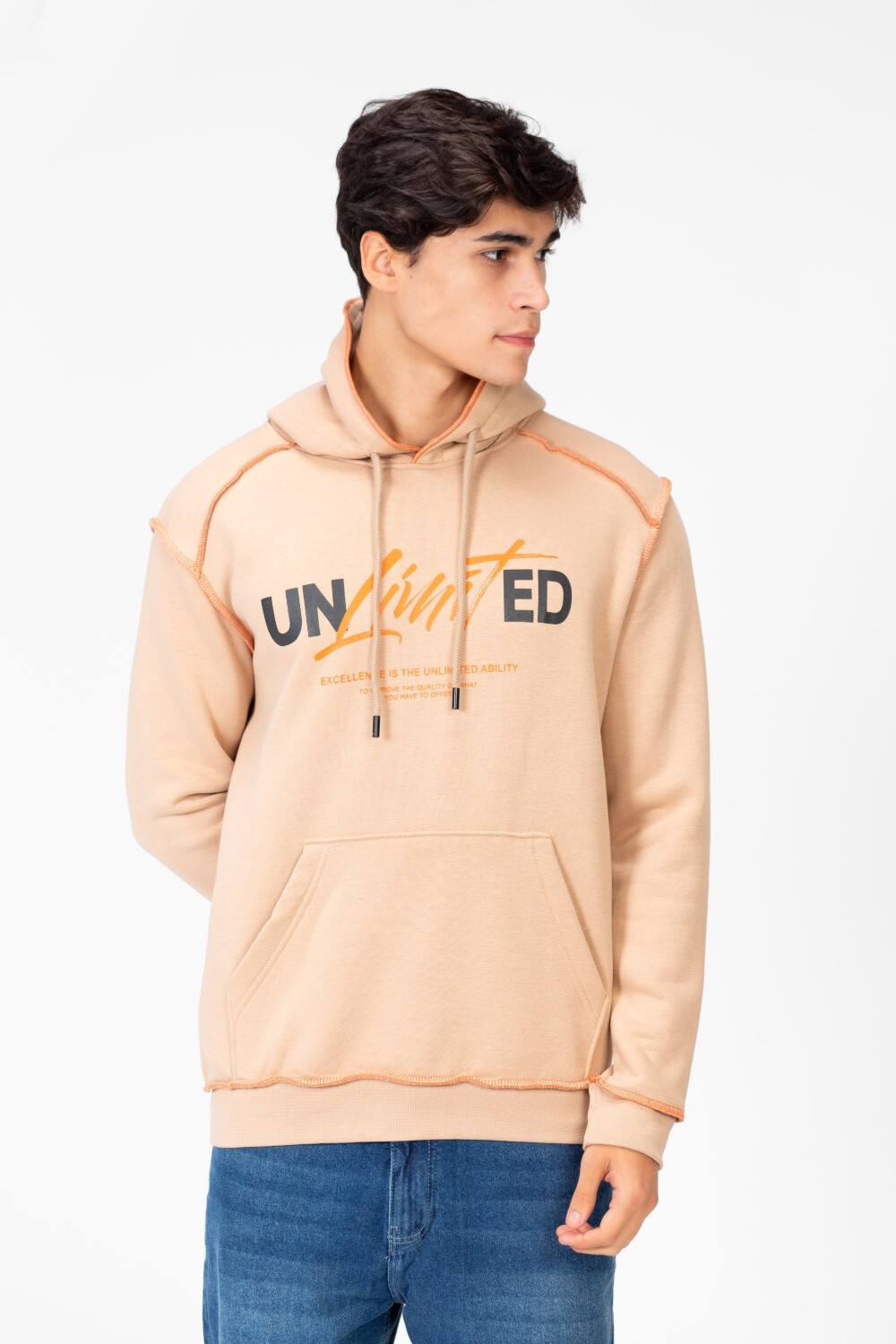 Men's Hoodie Sweatshirt With A Front Pocket And A Unique Cut