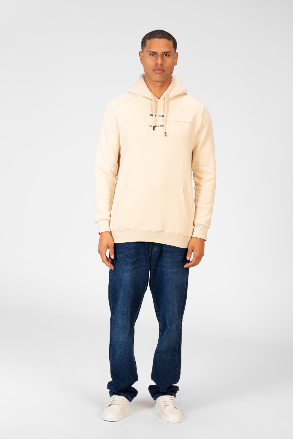 Men's Sweatshirt With Hood And Text Print On The Front