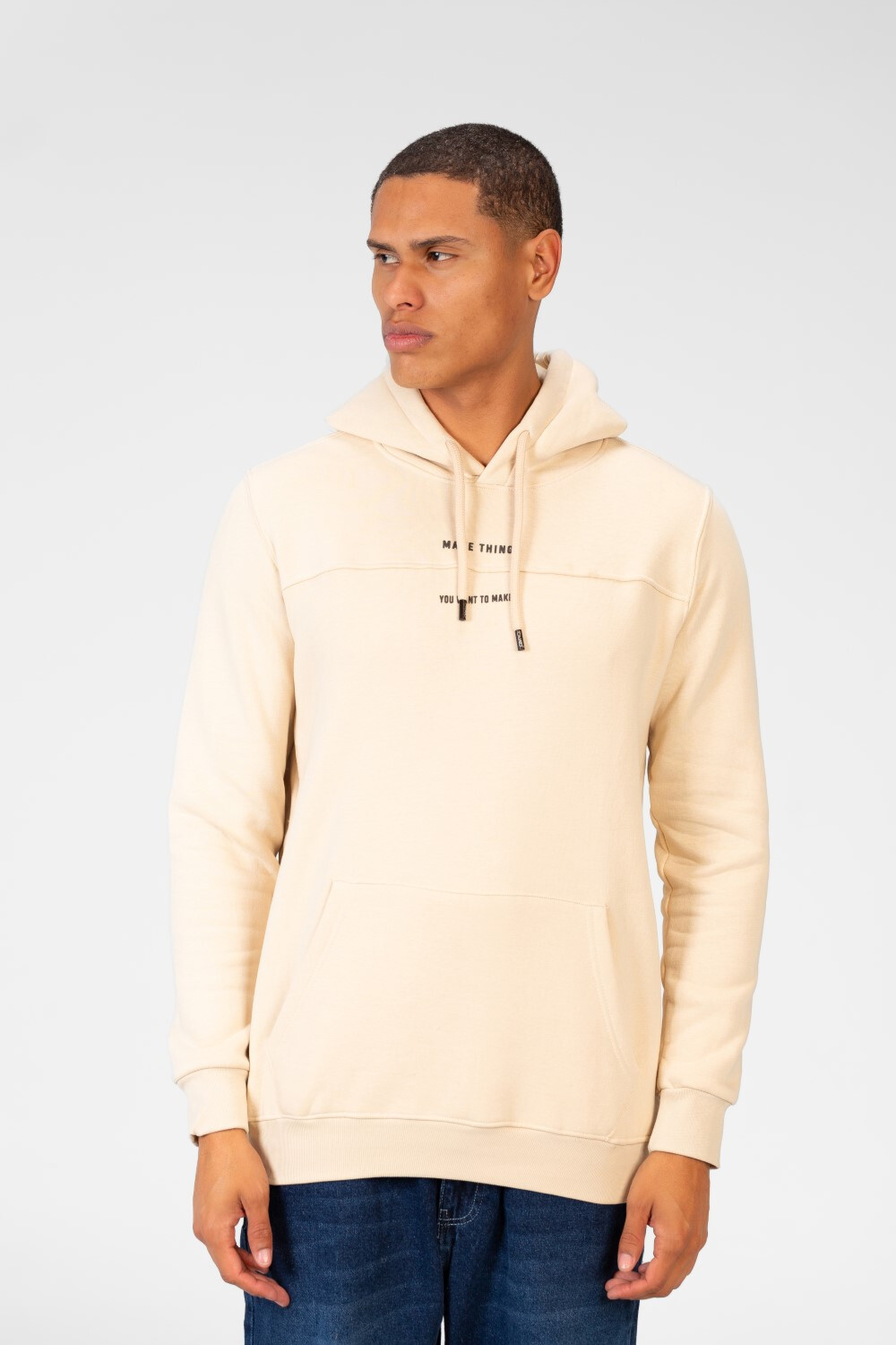 Men's Sweatshirt With Hood And Text Print On The Front