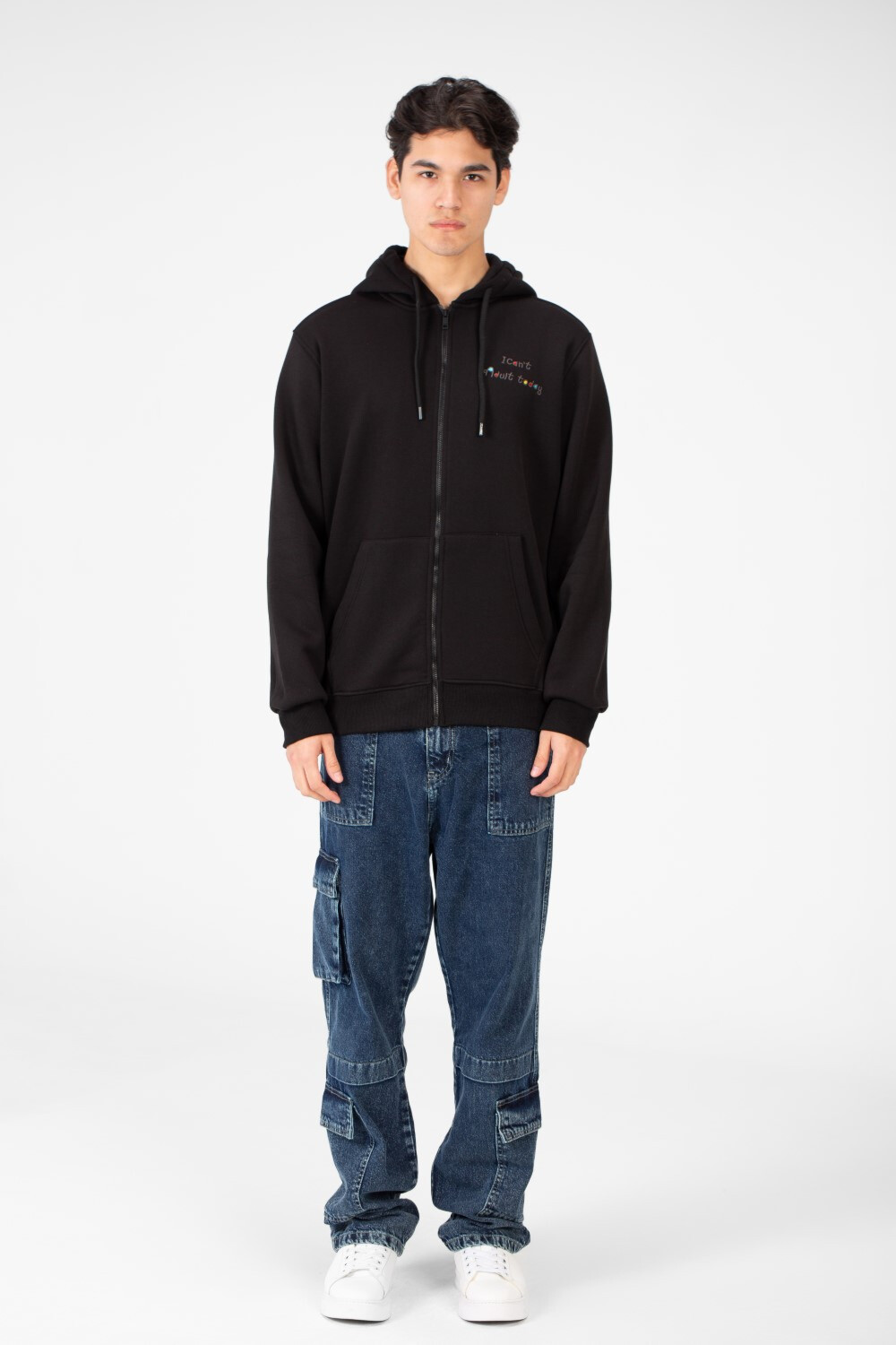 Men's Printed Hood Sweatshirt With Full Zipper Closure