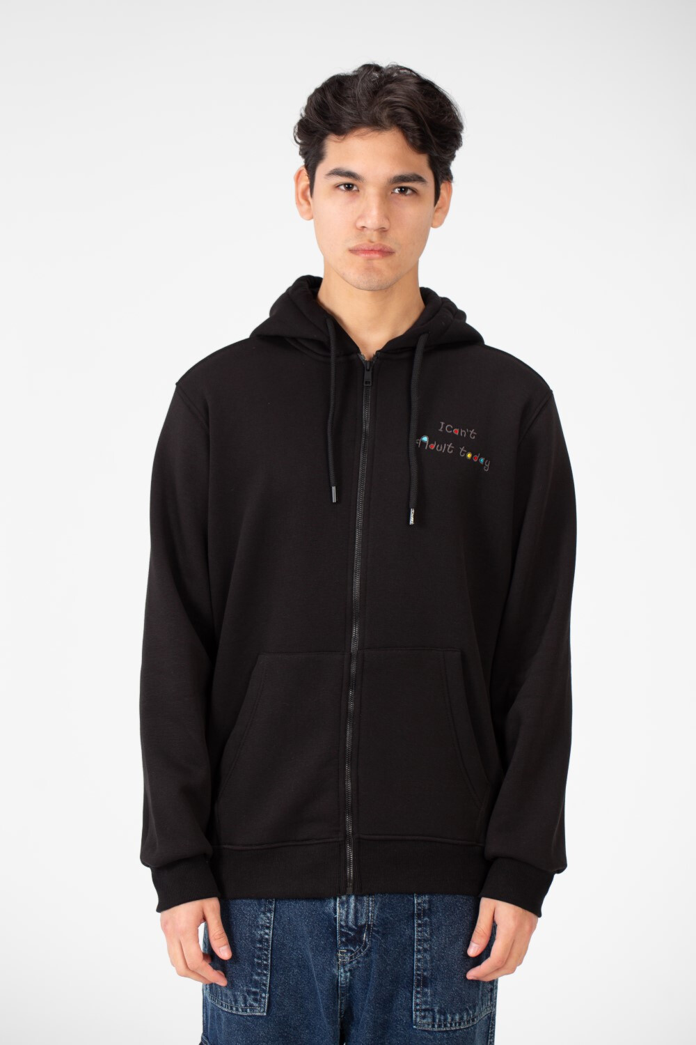 Men's Printed Hood Sweatshirt With Full Zipper Closure