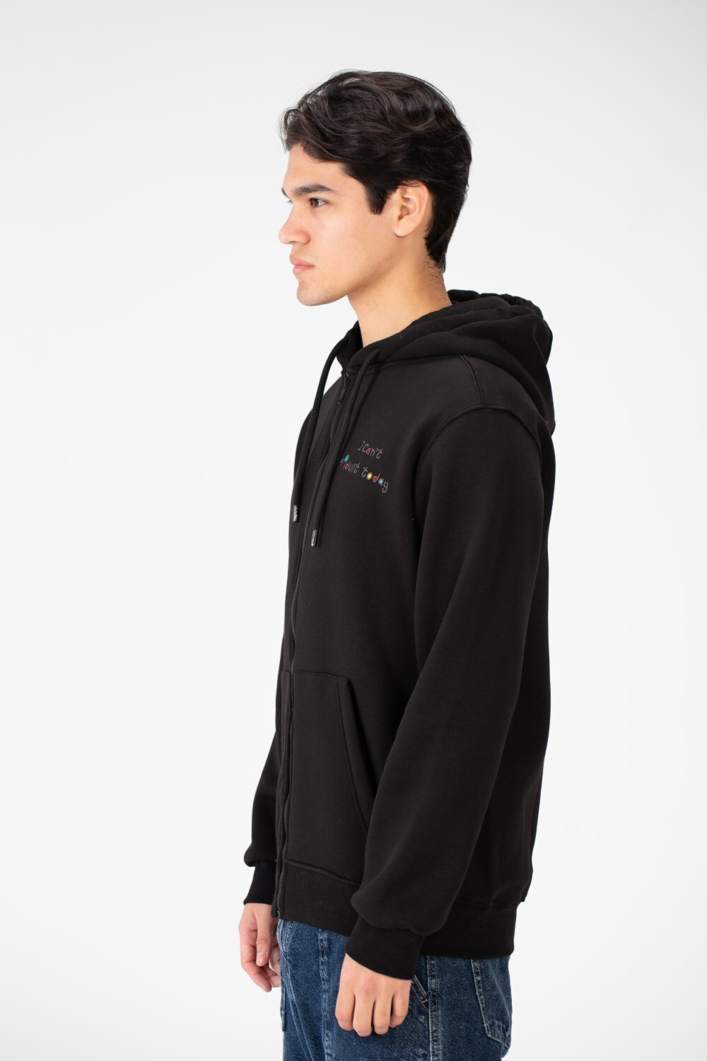 Men's Printed Hood Sweatshirt With Full Zipper Closure
