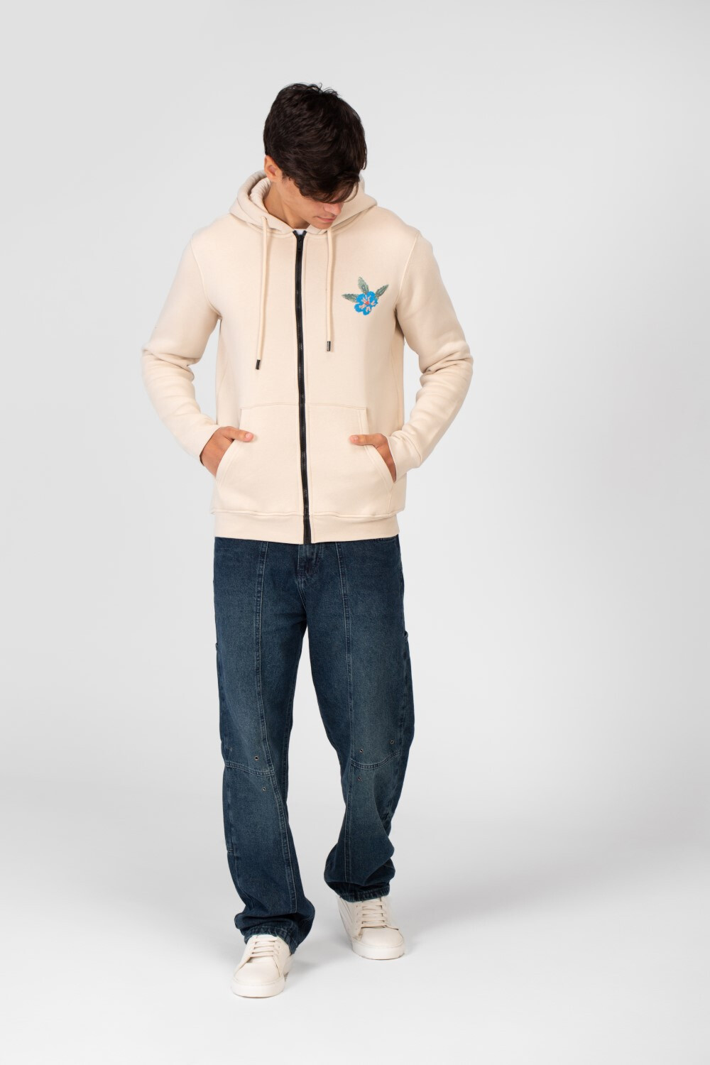 Men's Hood Sweatshirt With Full Zipper And Pockets